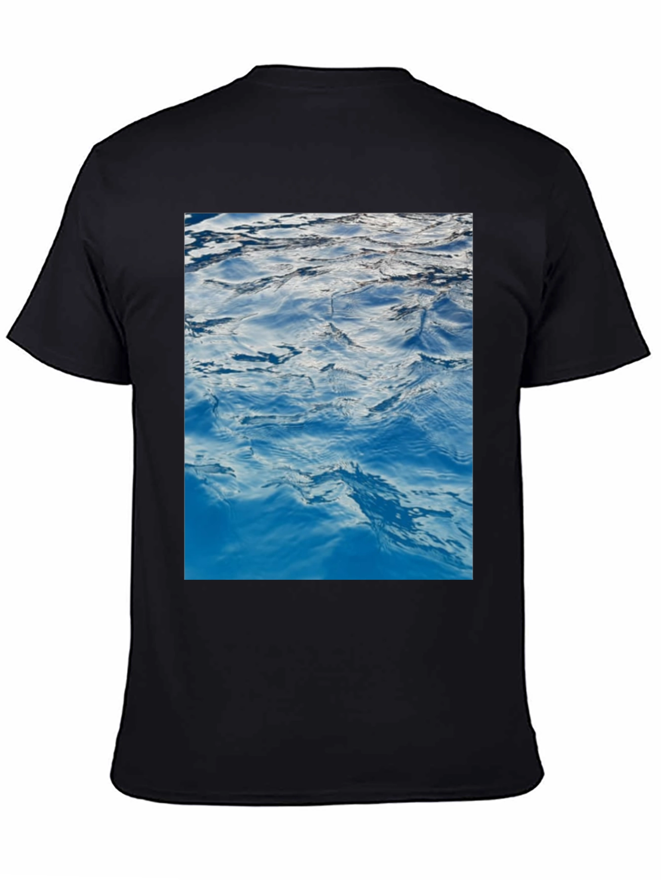 Black Ocean Waves Graphic Print Black T-Shirt view 4