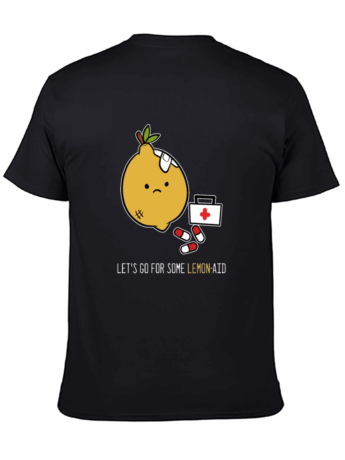 Black Funny Lemon Aid T-Shirt - Get Well Soon view 4