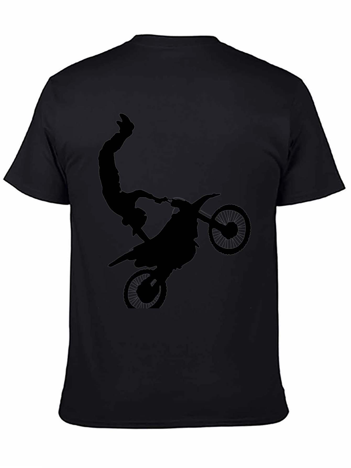 Black Black Motorcycle Stunt Graphic Tee view 4