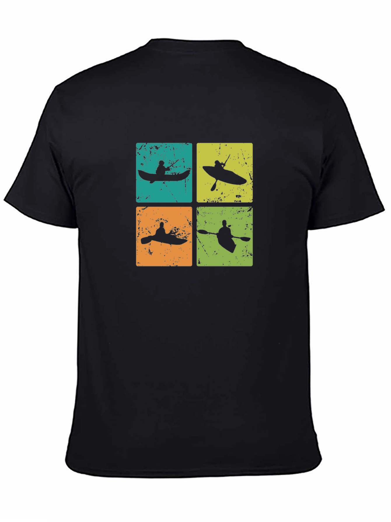 Black Retro Kayak Silhouette Graphic T-Shirt - Paddling Adventure Tee view 4