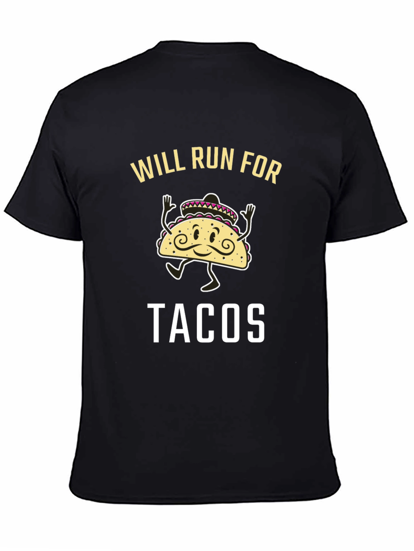Black Will Run for Tacos Black Graphic Tee view 4