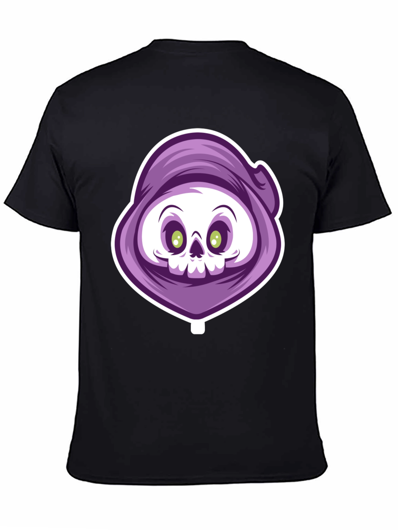Black Grim Reaper Cartoon Graphic T-Shirt view 4