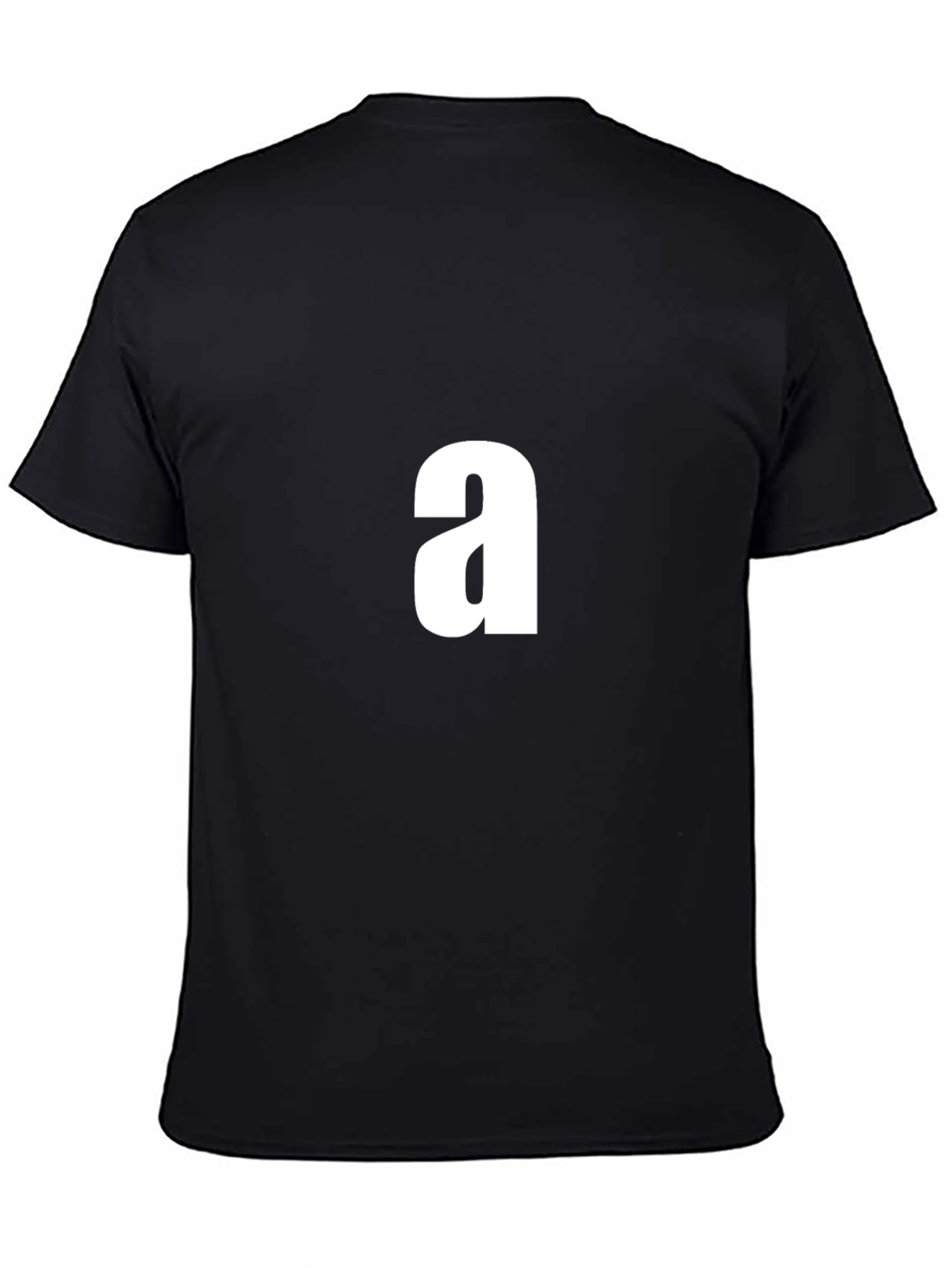 Black Men's Black T-Shirt with White 'a' Graphic view 4