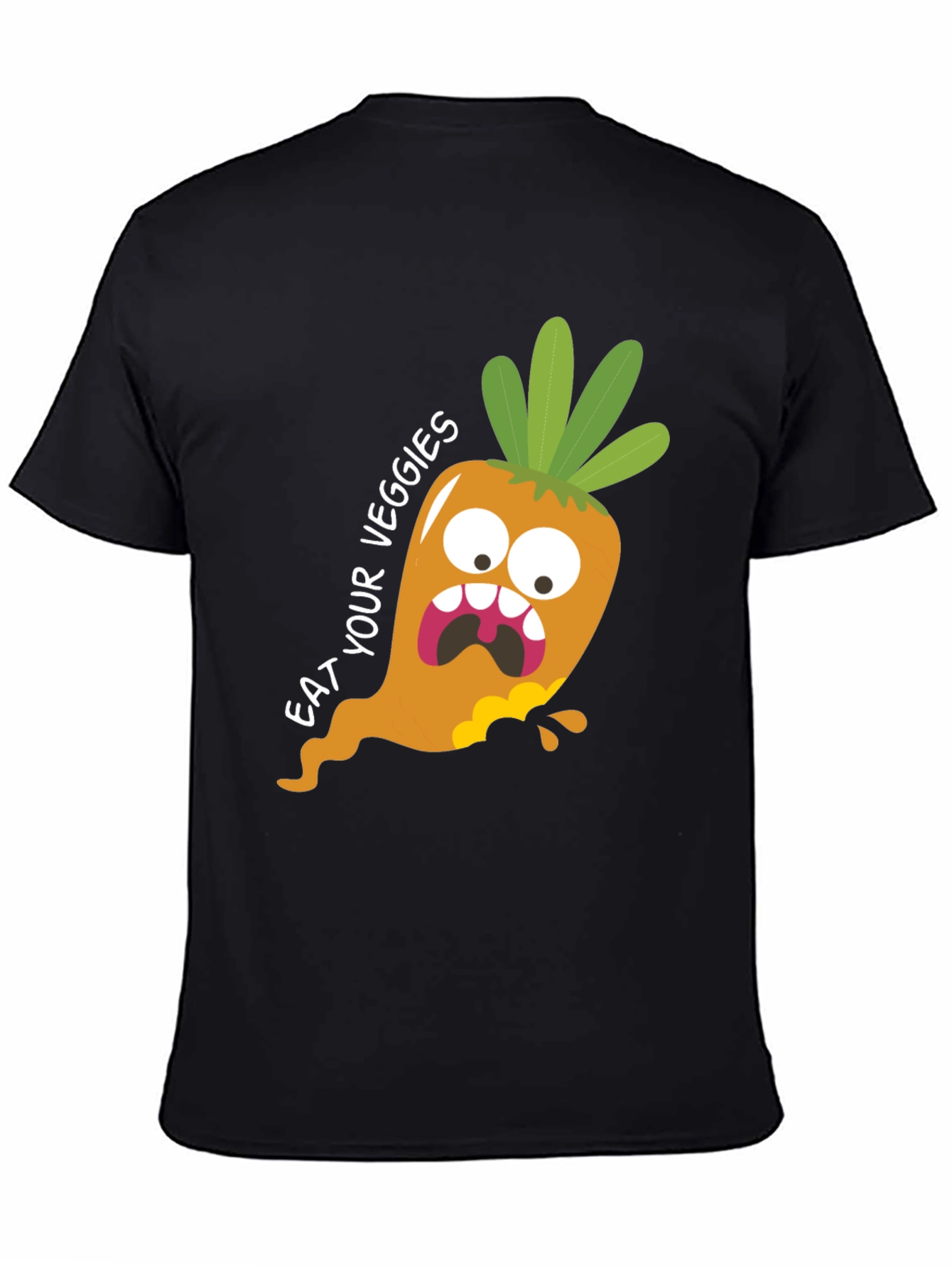 Black Eat Your Veggies T-Shirt: Funny Carrot Graphic Tee view 4