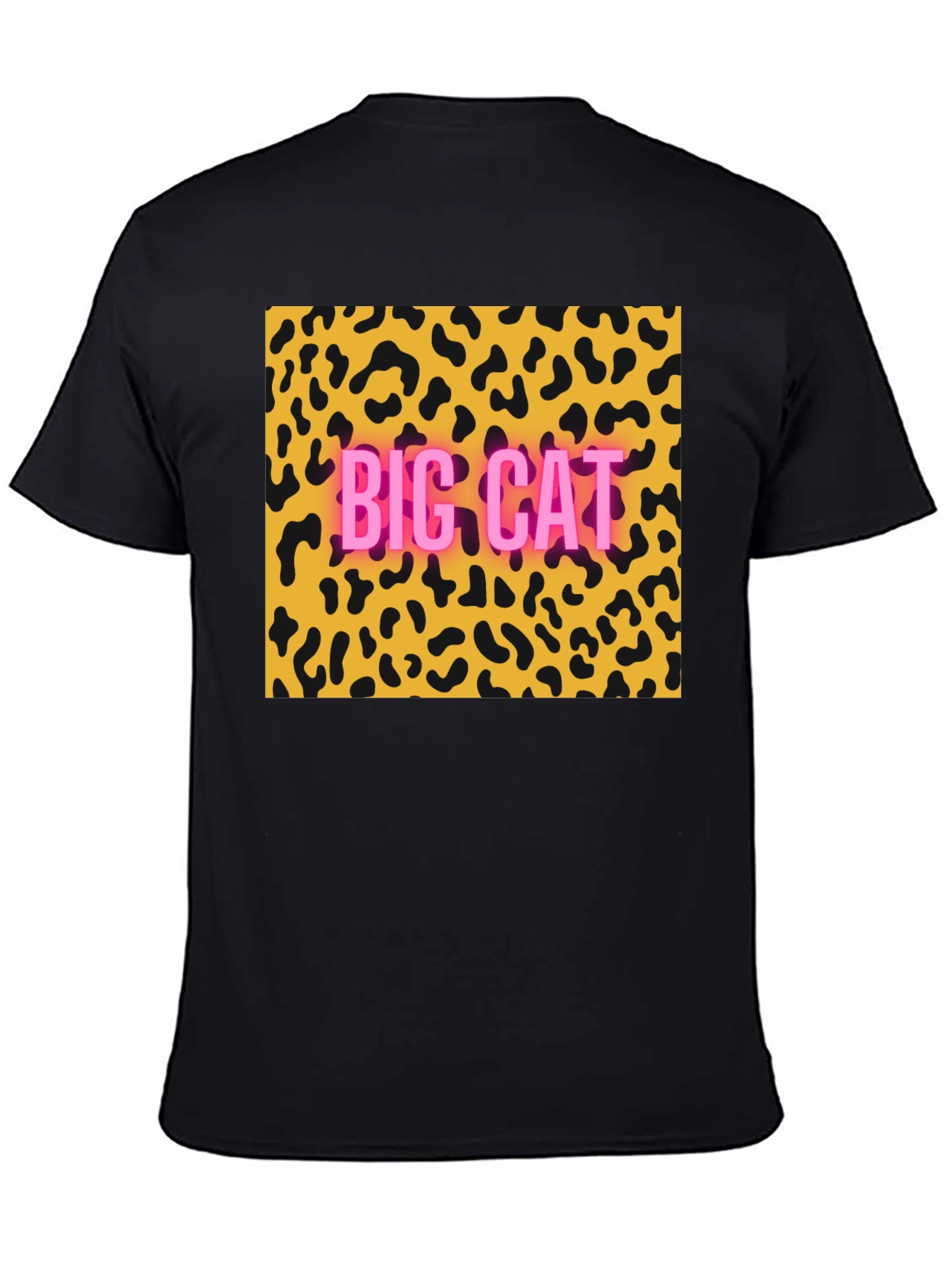 Black Big Cat Leopard Print Graphic Tee view 4