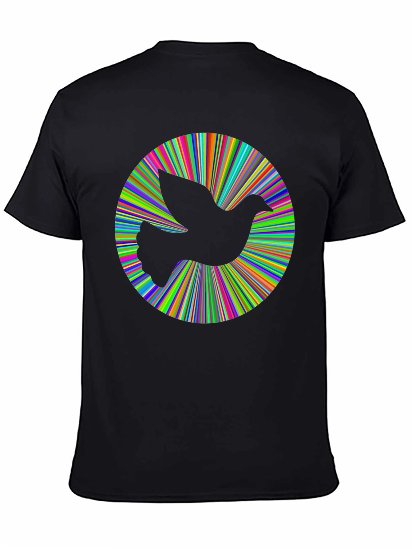 Black Peace Dove Graphic Tee - Vibrant Colors, Soft Cotton Blend view 4