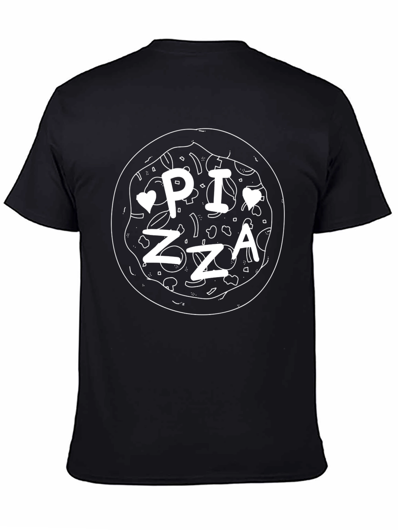 Black Pizza Lover's Black Graphic T-Shirt view 4