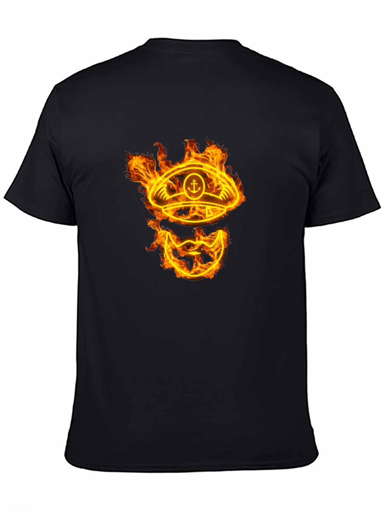 Black Flaming Captain Hat Graphic T-Shirt - Unique Design view 4
