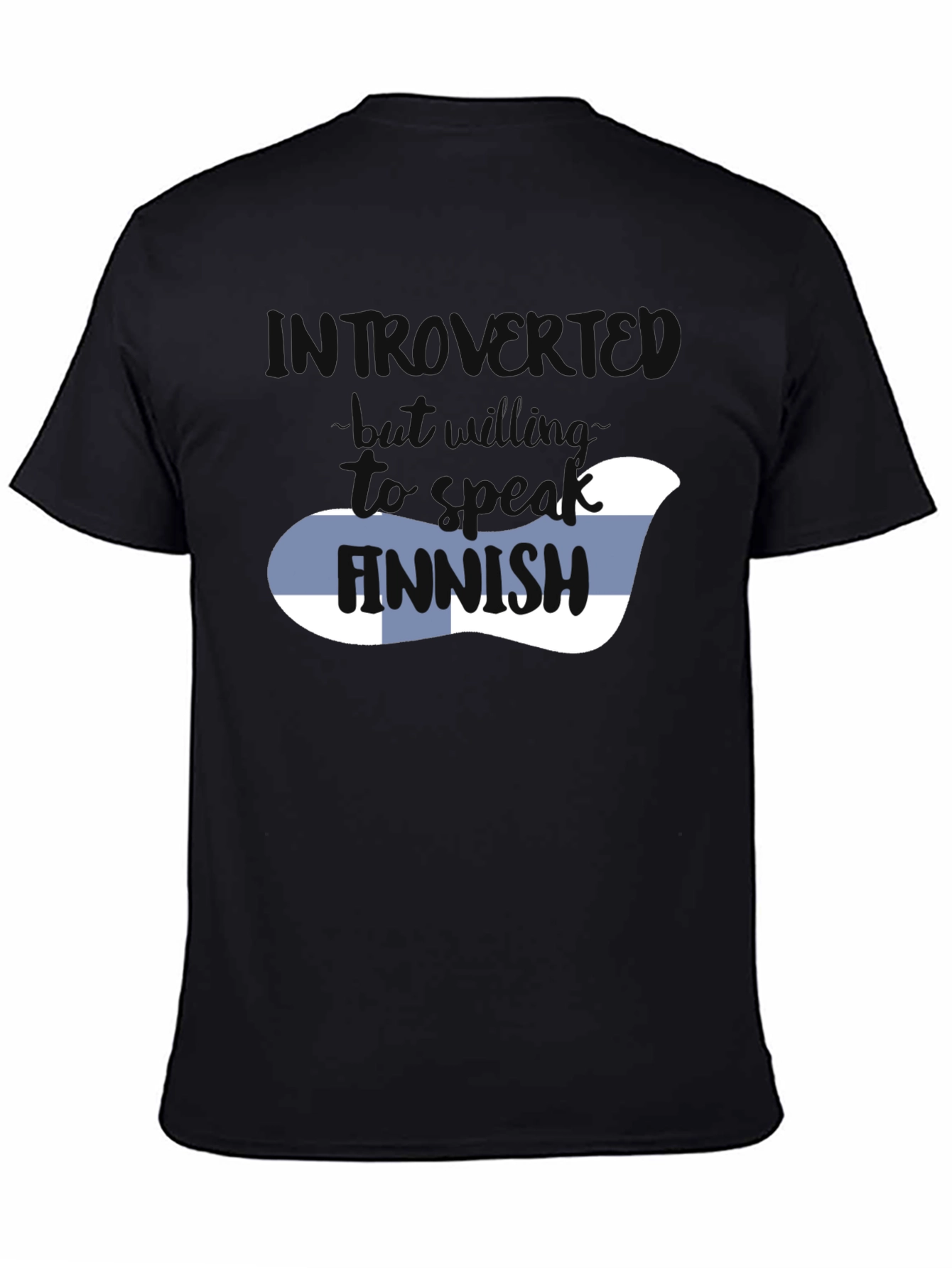Black Introvert Finnish T-Shirt - Funny Graphic Tee view 4