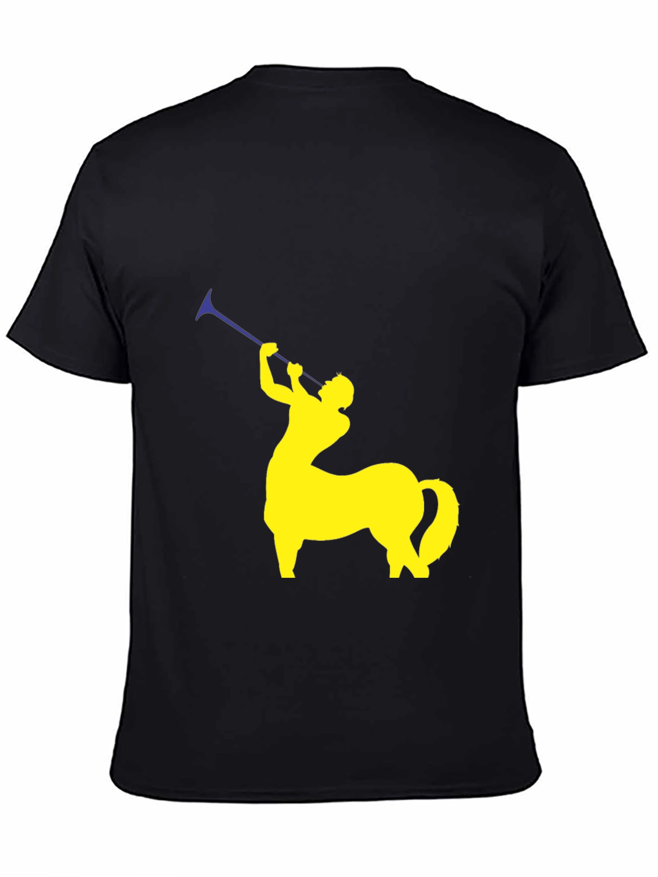 Black Centaur Trumpeter Graphic Tee - Black Cotton Shirt view 4
