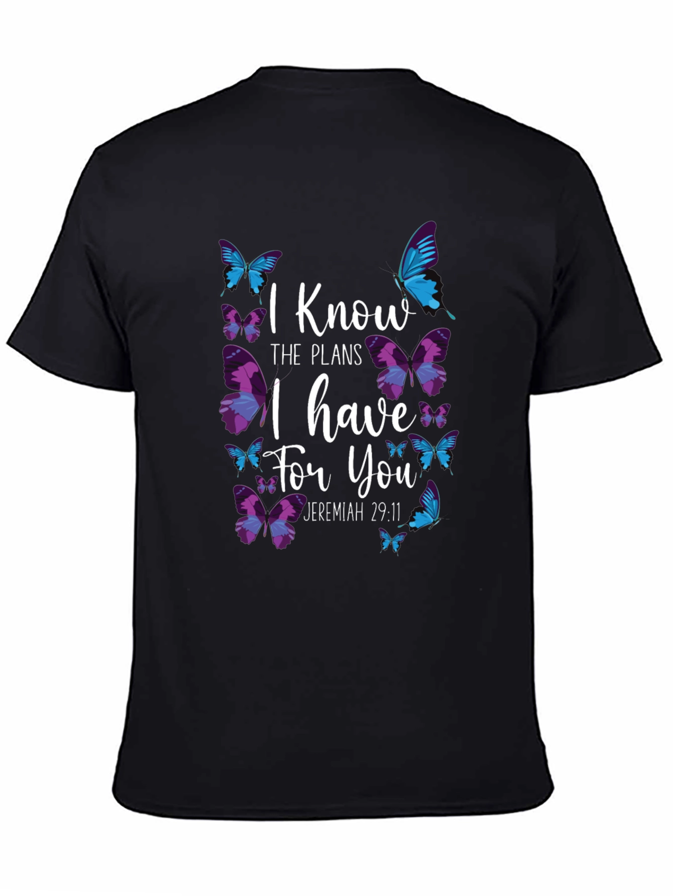Black Butterfly Jeremiah 29:11 T-Shirt view 4