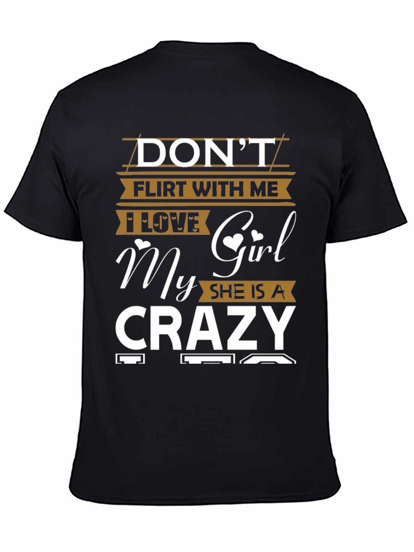 Black Don't Flirt Crazy Girl Black Graphic T-Shirt view 4