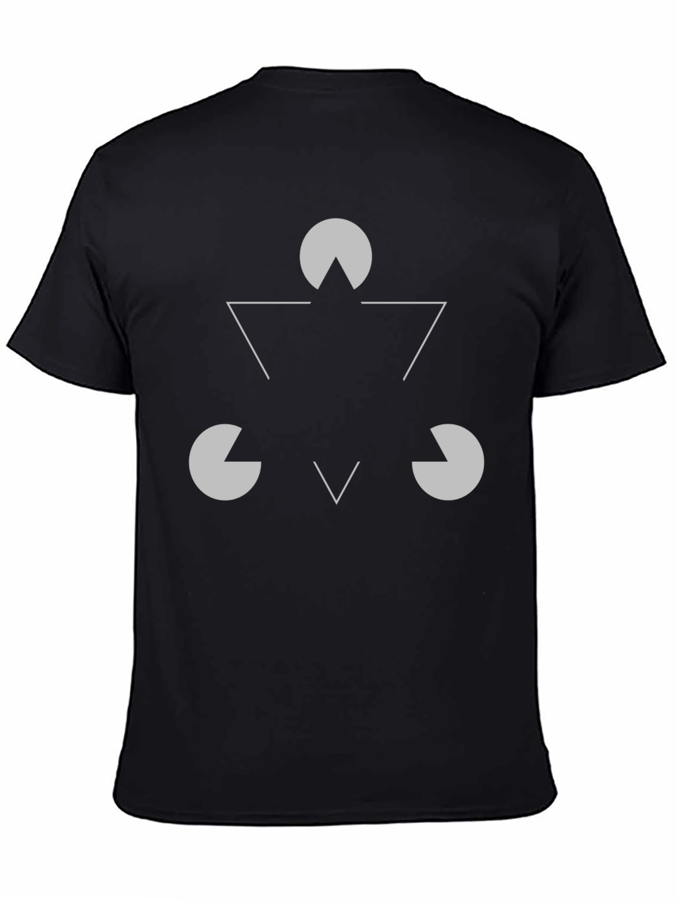 Black Illusory Triangle Graphic Tee - Black Cotton Casual Shirt view 4
