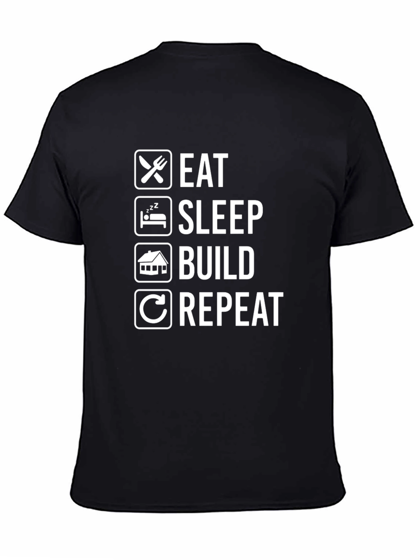 Black Eat Sleep Build Repeat T-Shirt - Funny Construction Tee view 4