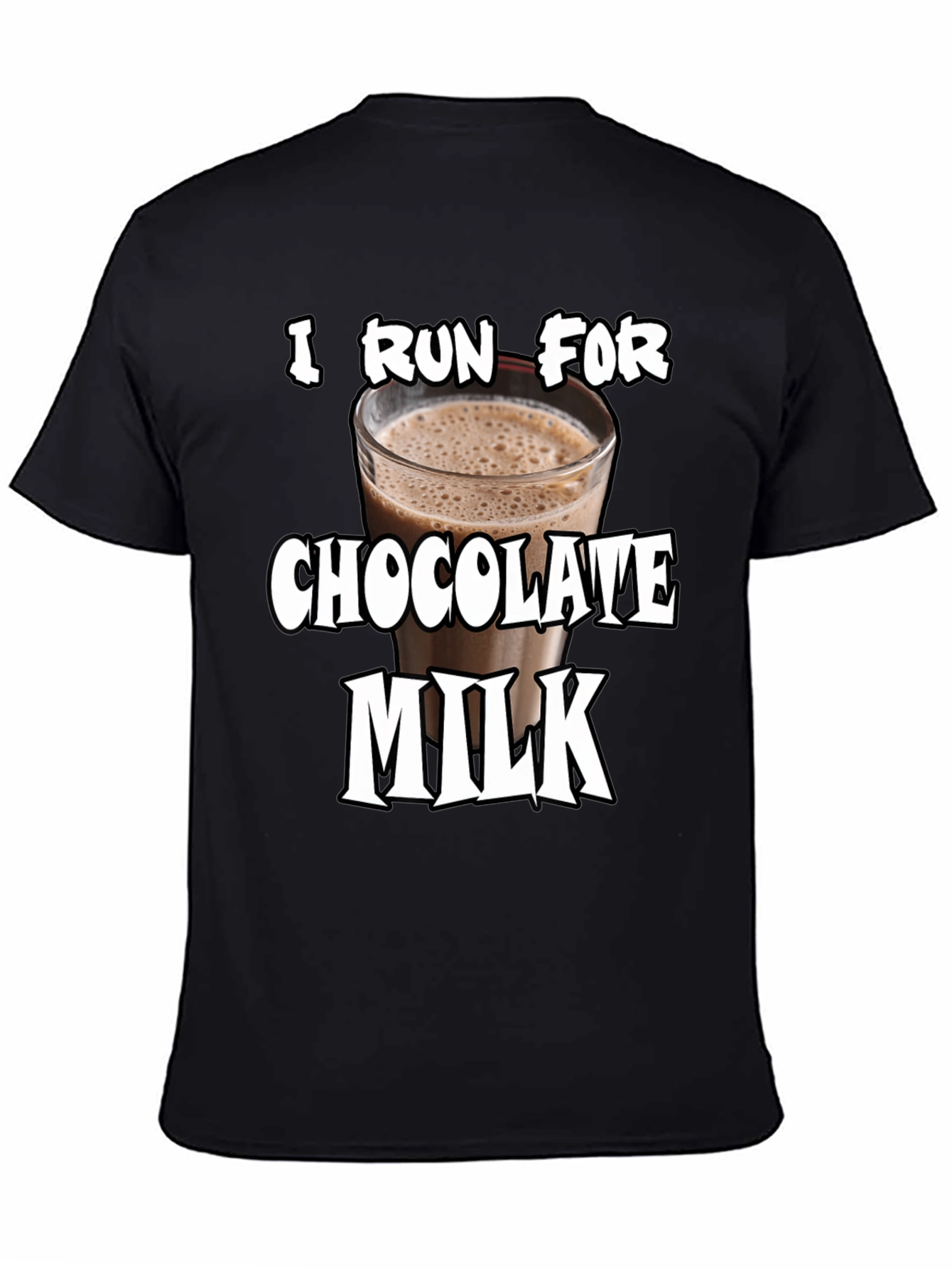 Black I Run For Chocolate Milk T-Shirt - Funny Workout Tee view 4