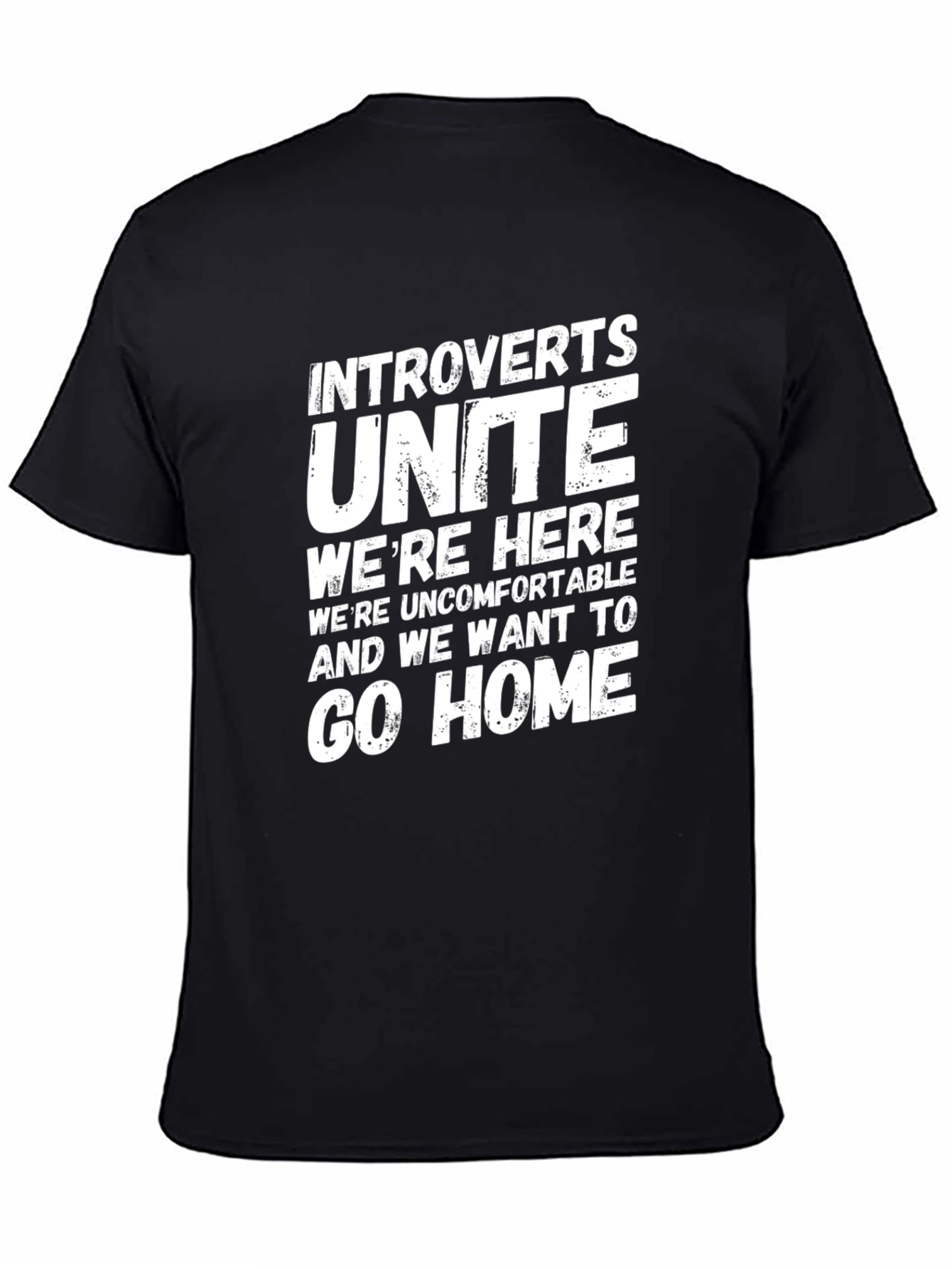 Black Introverts Unite Slogan T-Shirt - Humorous Tee view 4