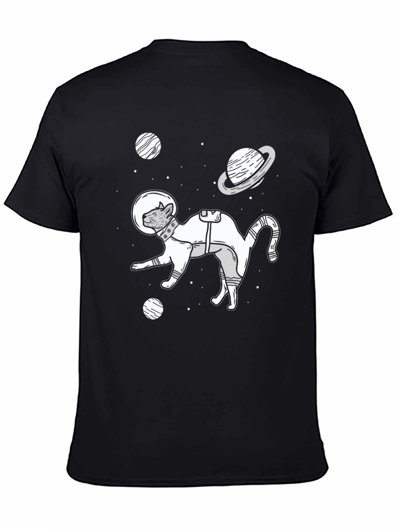 Black Cat Astronaut T-Shirt - Space Adventure Tee view 4