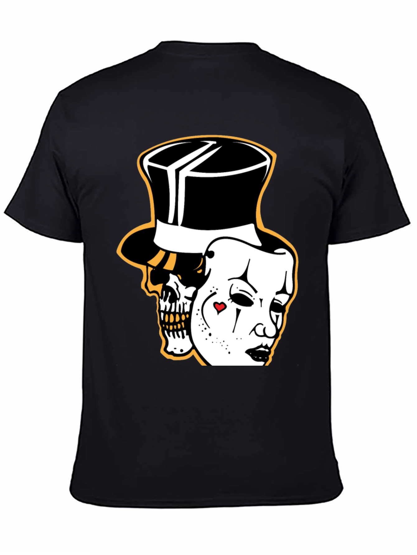 Black Skull Mask Graphic Tee - Stylish Black Cotton T-Shirt view 4