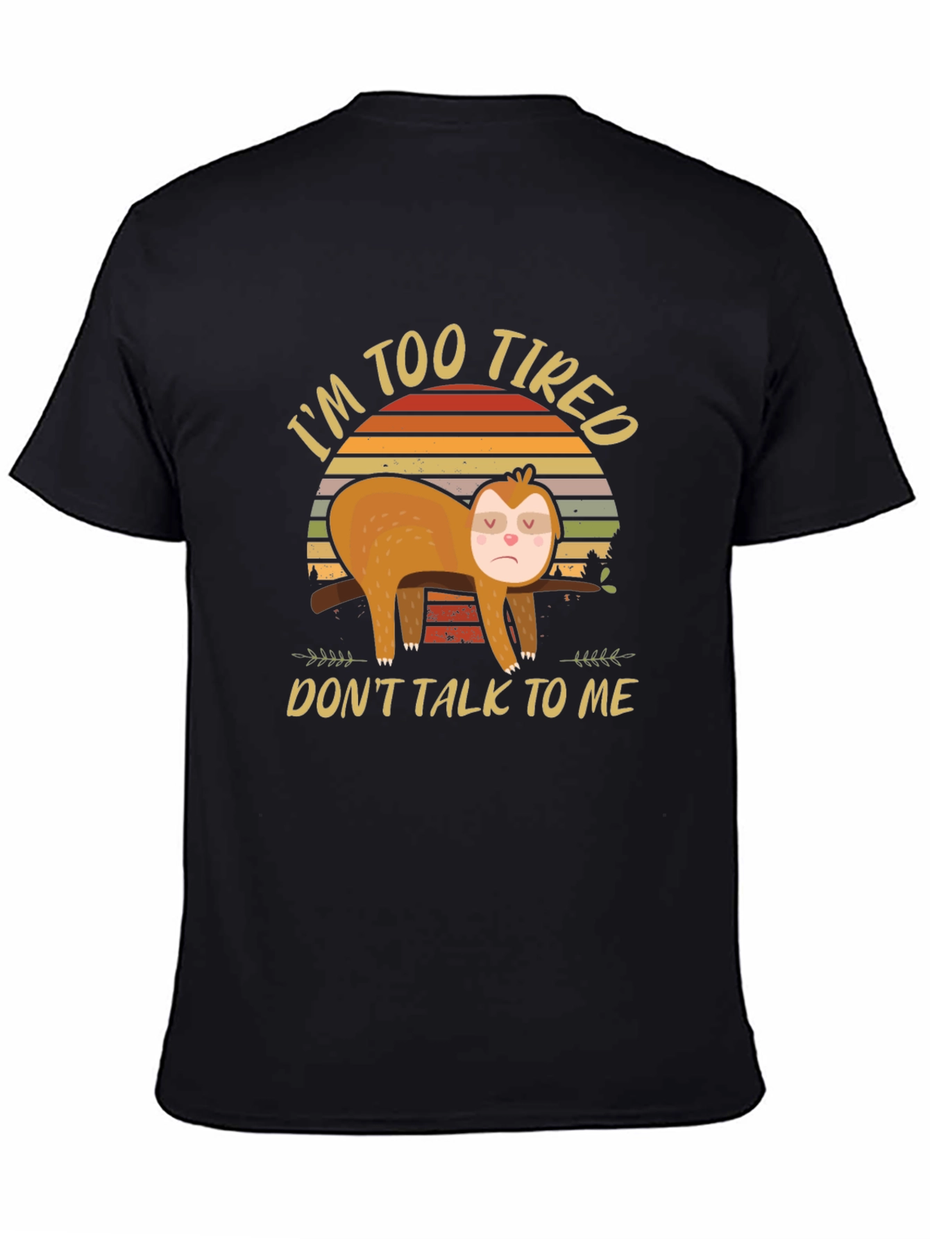 Black I'm Too Tired Sloth Graphic Tee view 4