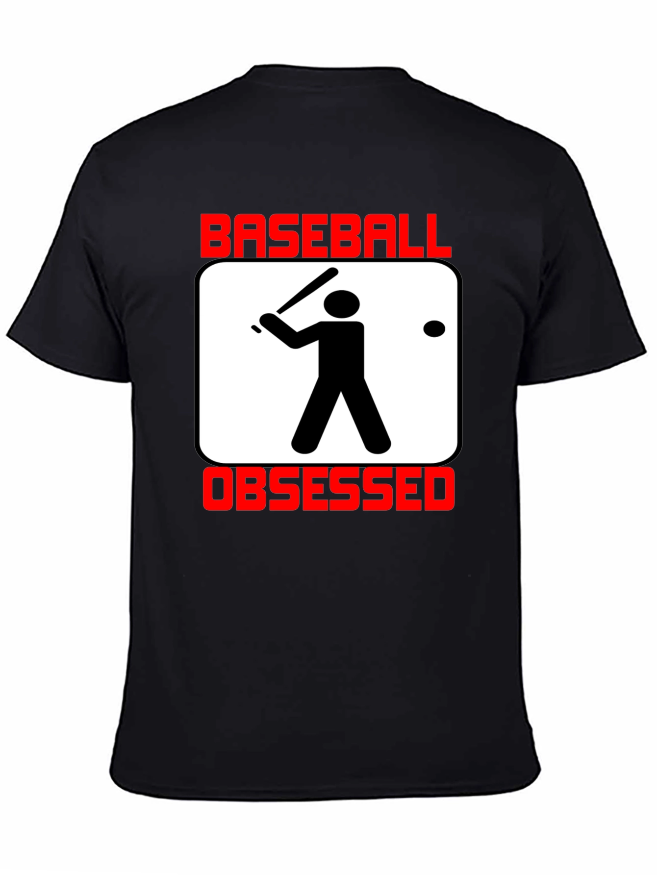 Black Baseball Obsessed T-Shirt - Black Crew Neck Graphic Tee view 4