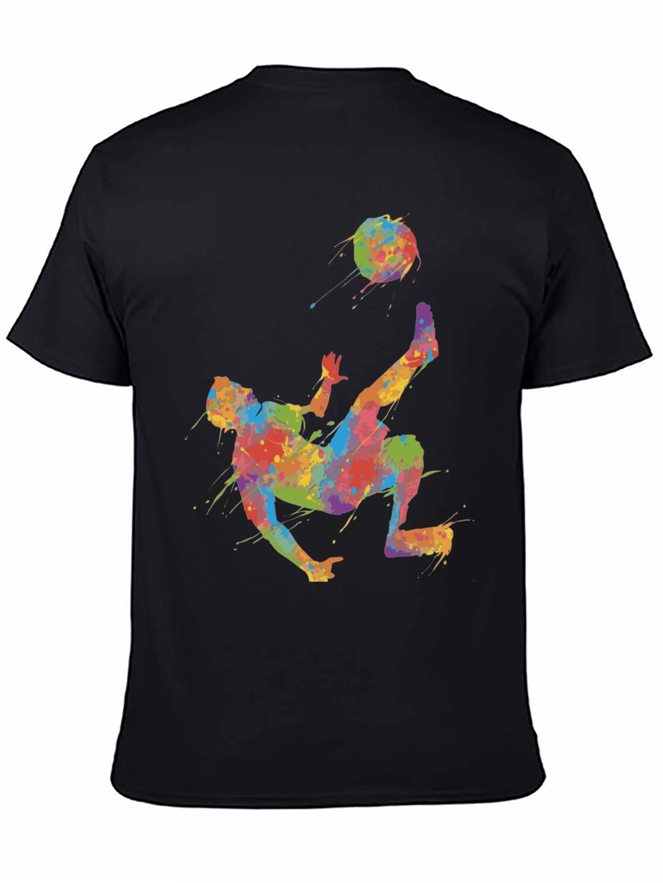 Black Colorful Soccer Kick T-Shirt - Unique Design view 4