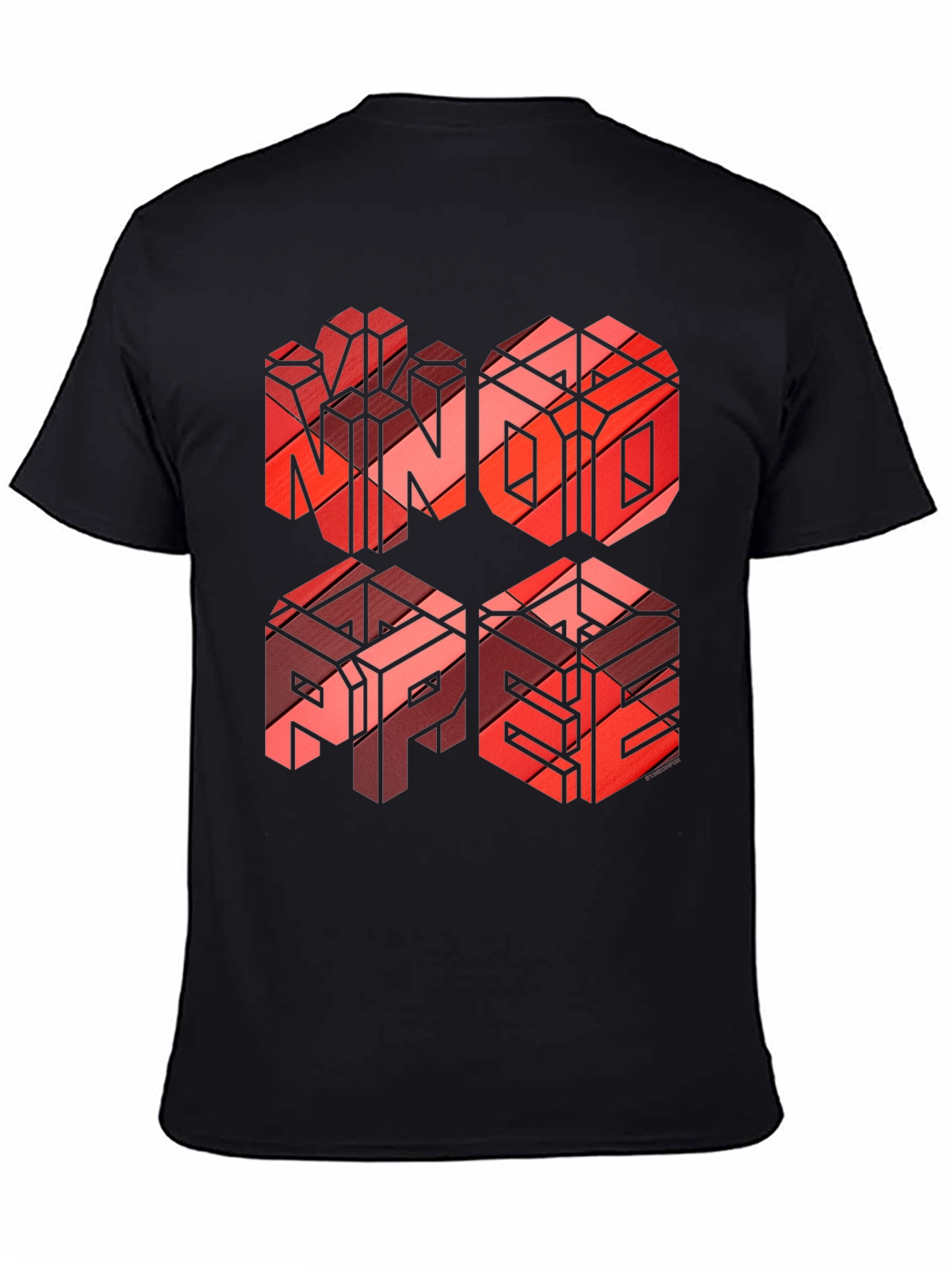 Black Geometric Word Art T-Shirt - NINO, ABPE Design view 4