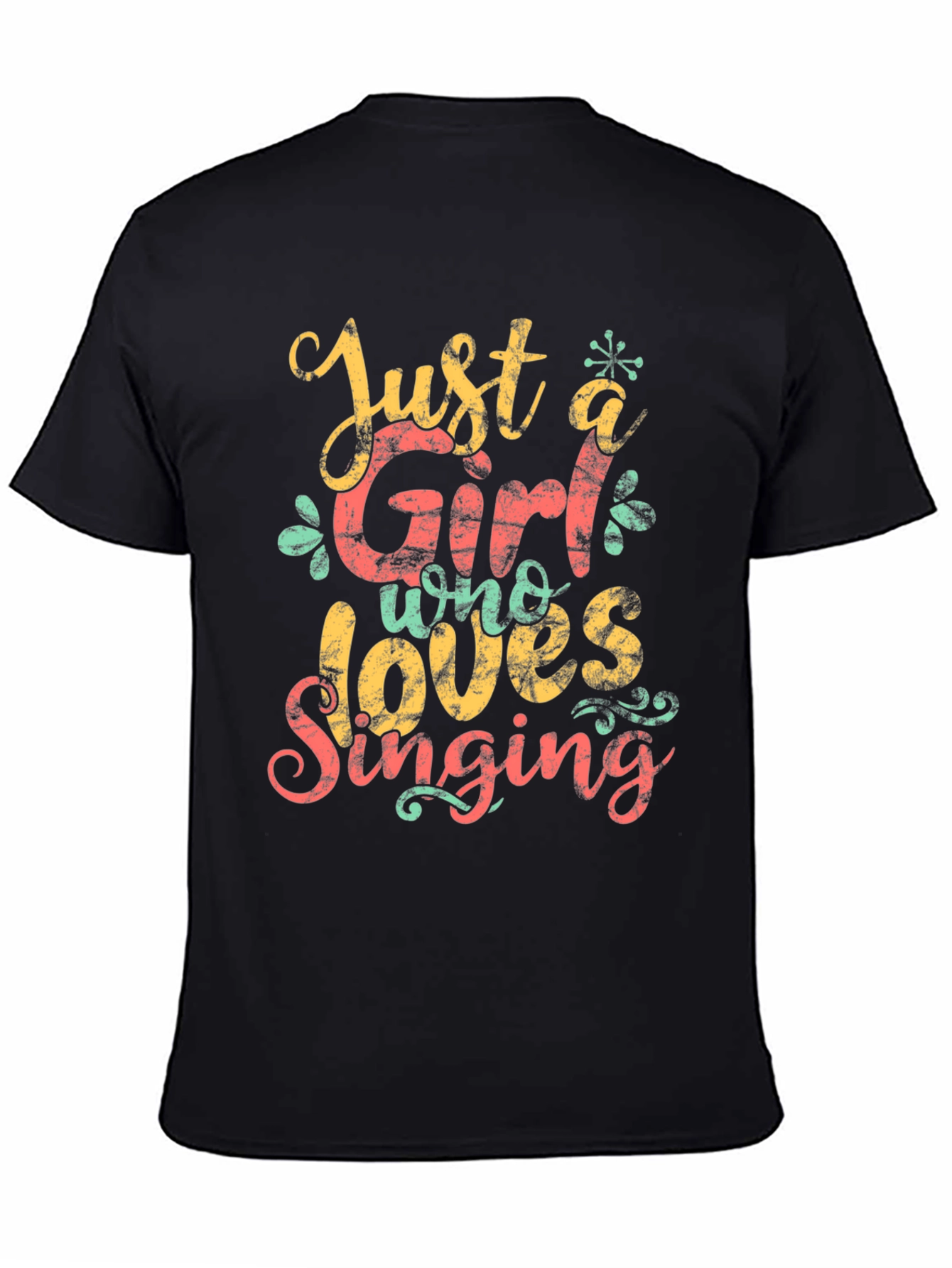 Black Just a Girl Who Loves Singing Black T-Shirt view 4