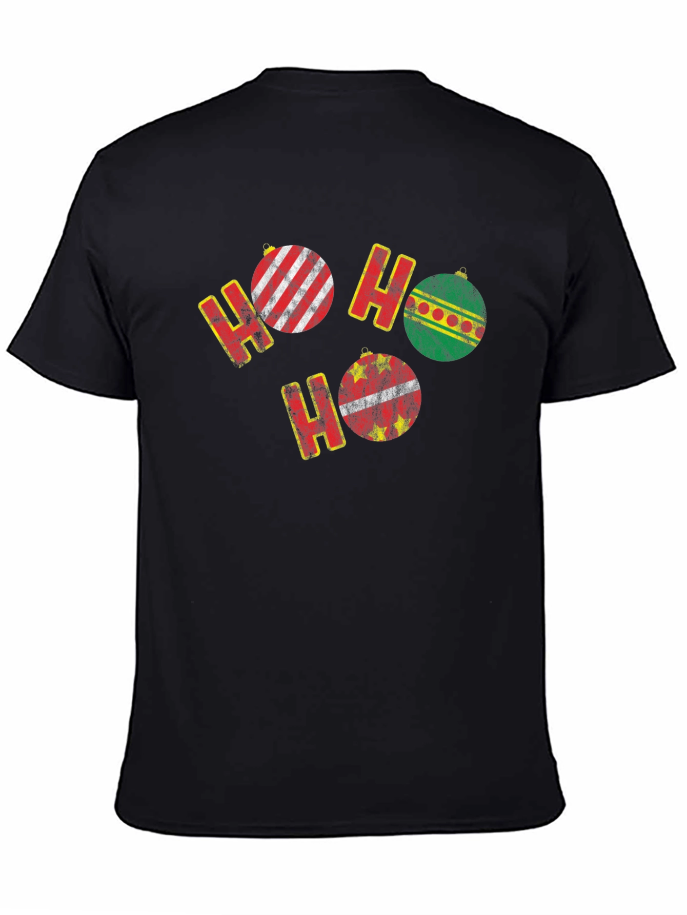 Black Festive Ho Ho Ho Christmas Ornament T-Shirt view 4