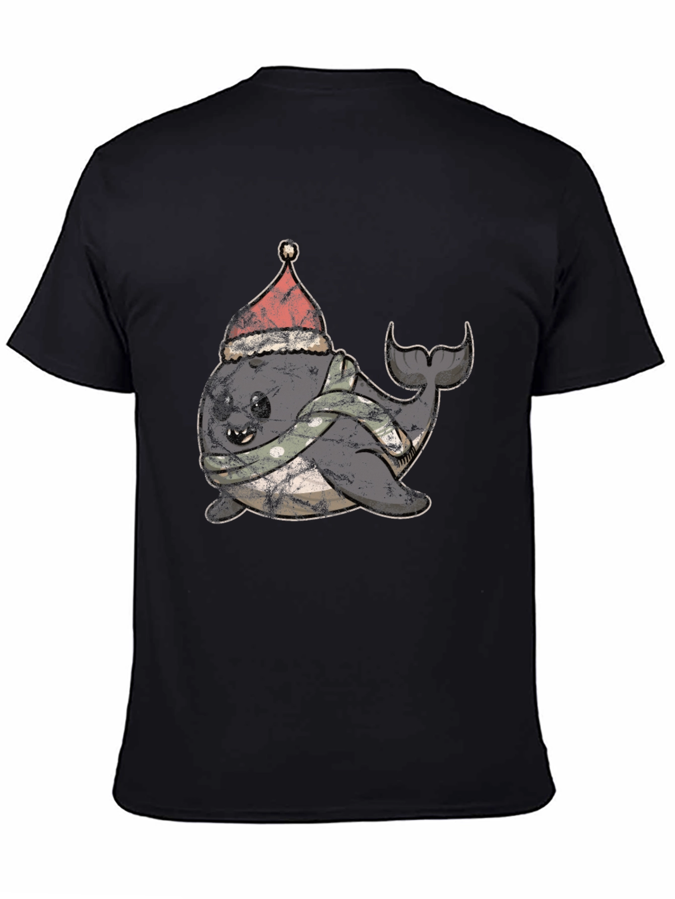Black Festive Narwhal T-Shirt - Holiday Fun view 4