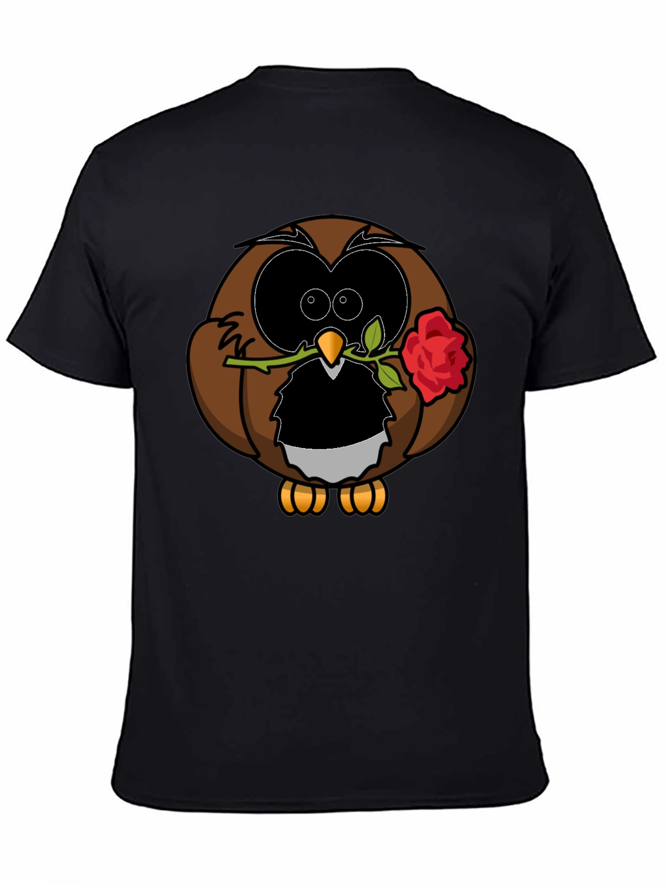 Black Owl with Rose Graphic T-Shirt - Black view 4