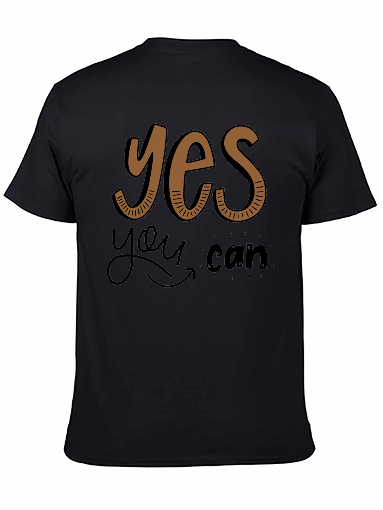 Black Yes You Can Graphic Tee - Motivational Shirt view 4