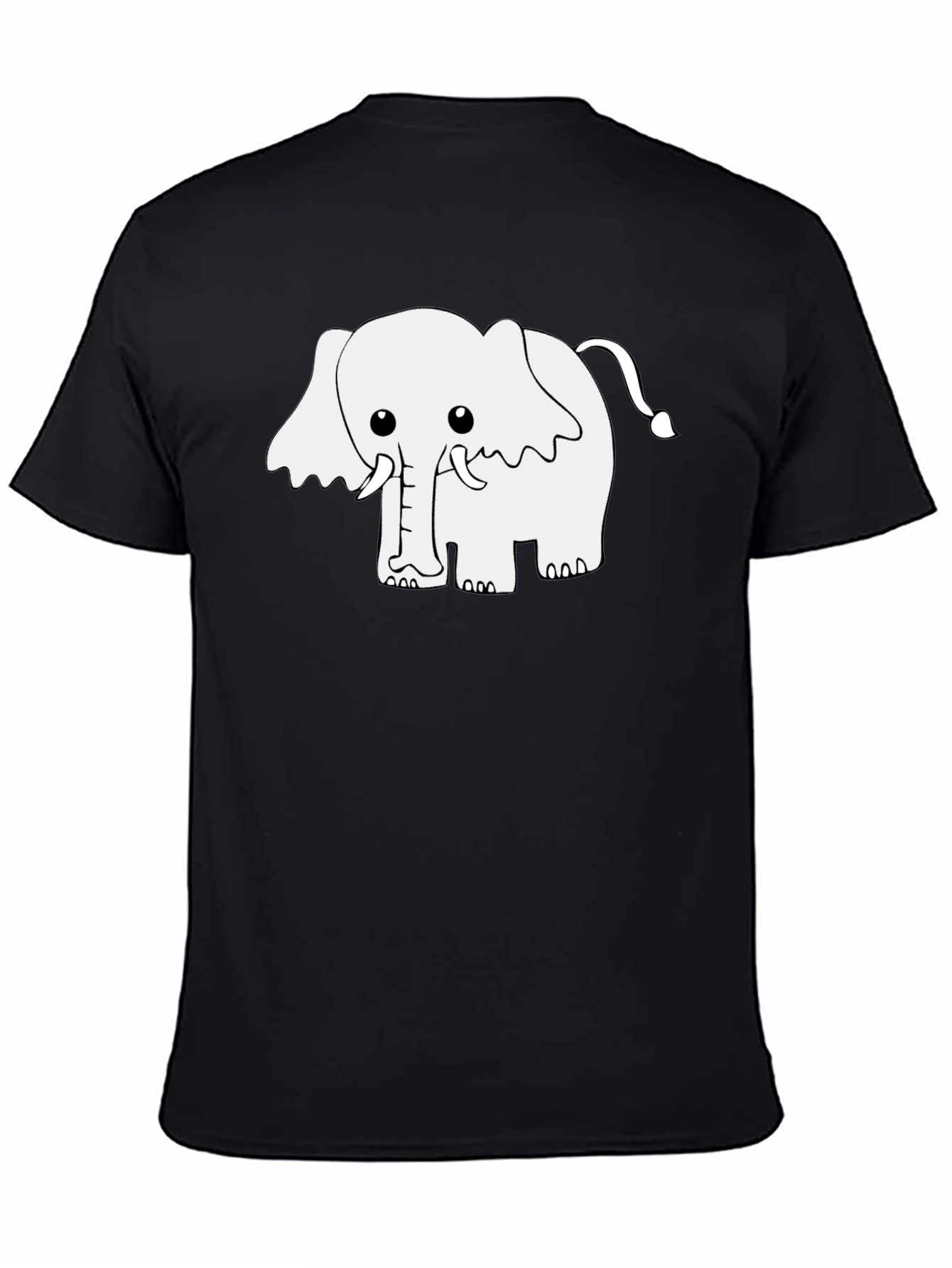 Black Cute Elephant Graphic Tee - Black Cotton Blend Shirt view 4