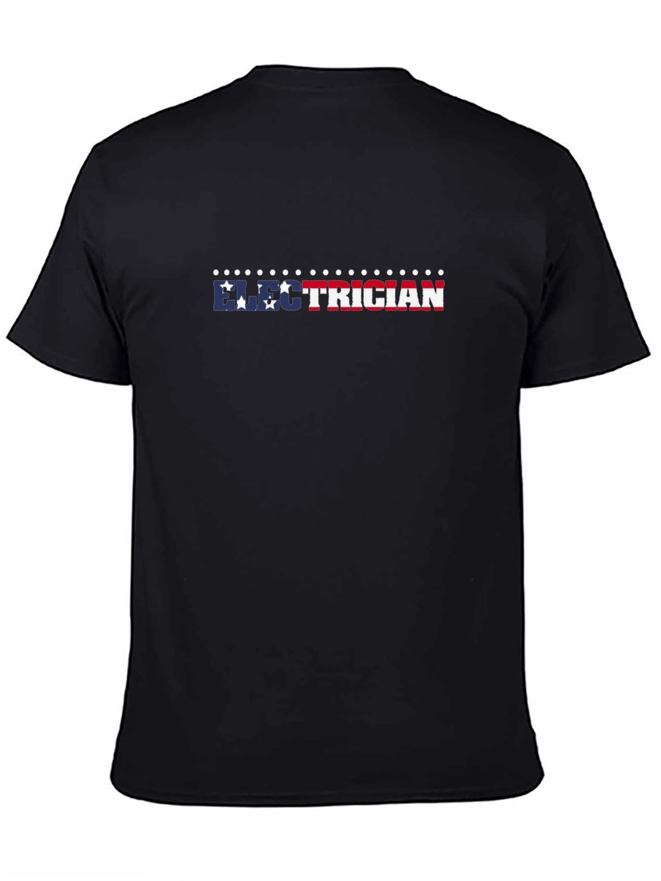 Black Electrician Patriotic T-Shirt - Black Crew Neck view 4