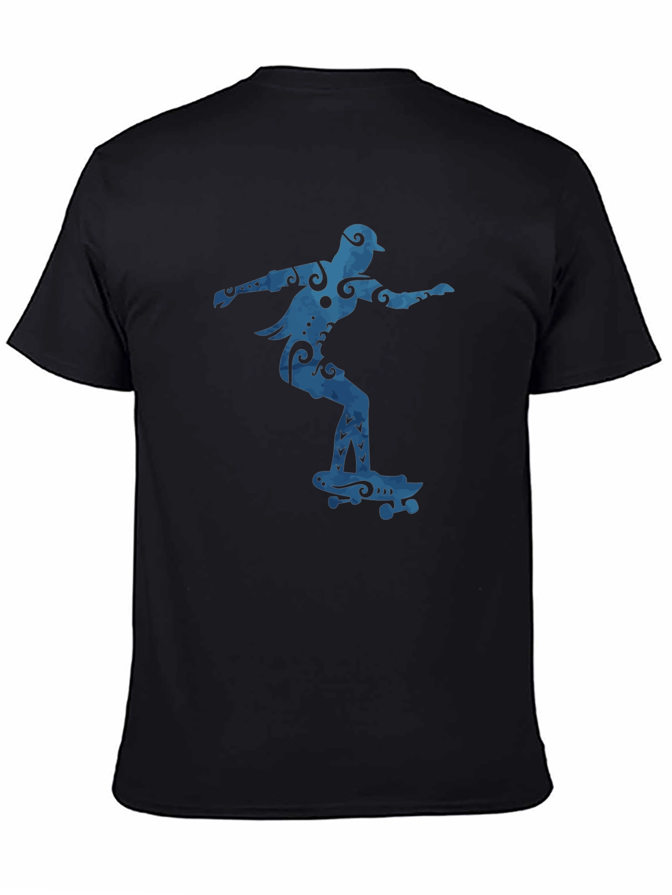 Black Skateboarder Graphic Tee - Cool Blue Design view 4