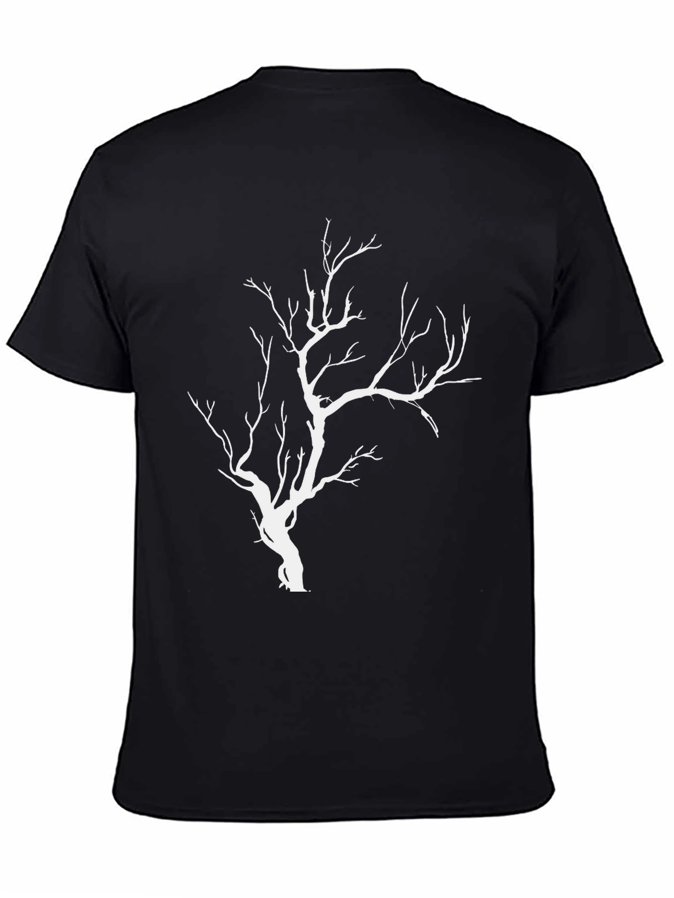 Black Men's Black T-Shirt with White Tree Graphic view 4