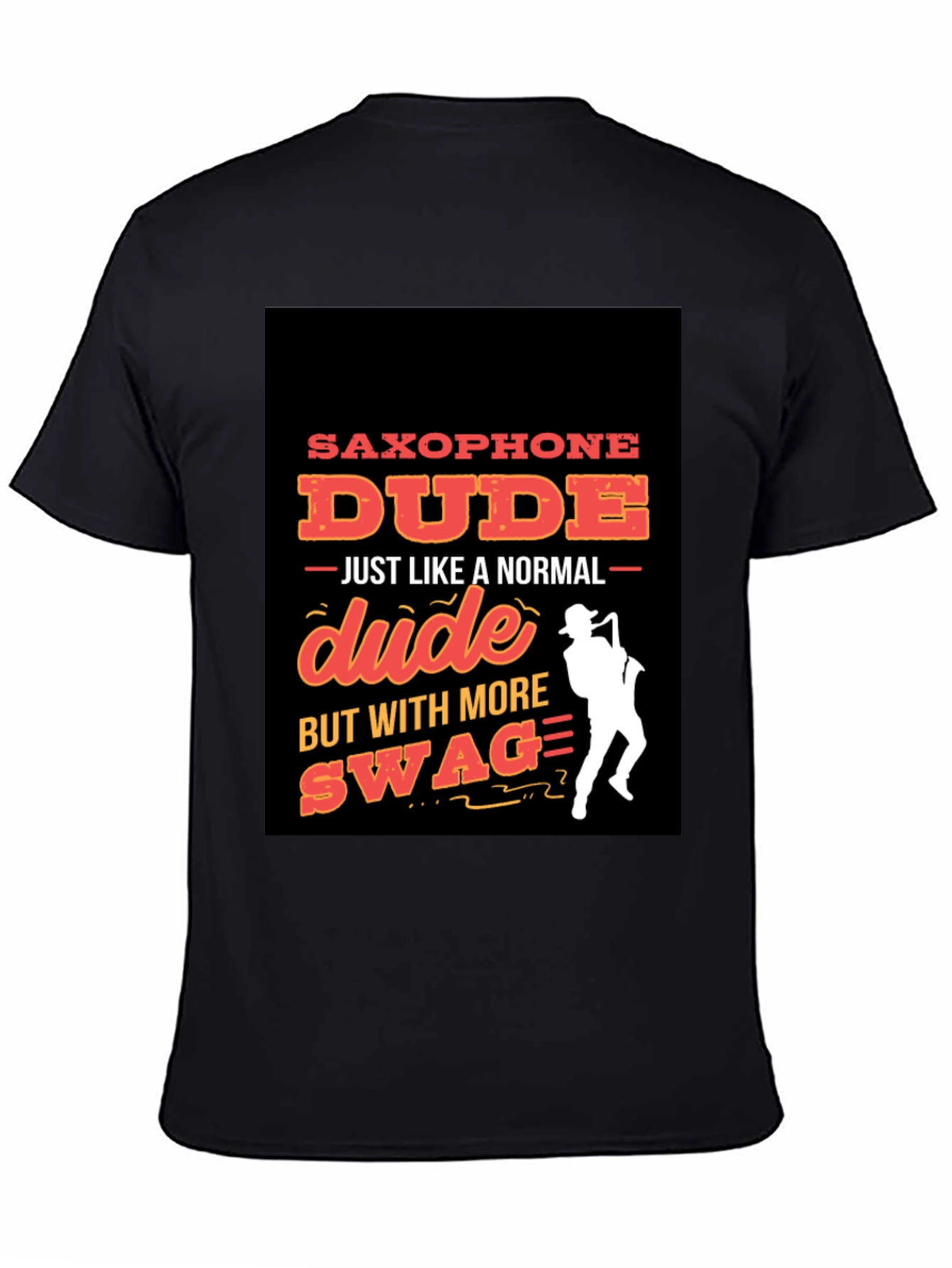 Black Saxophone Dude Graphic T-Shirt - Swag Style! view 4