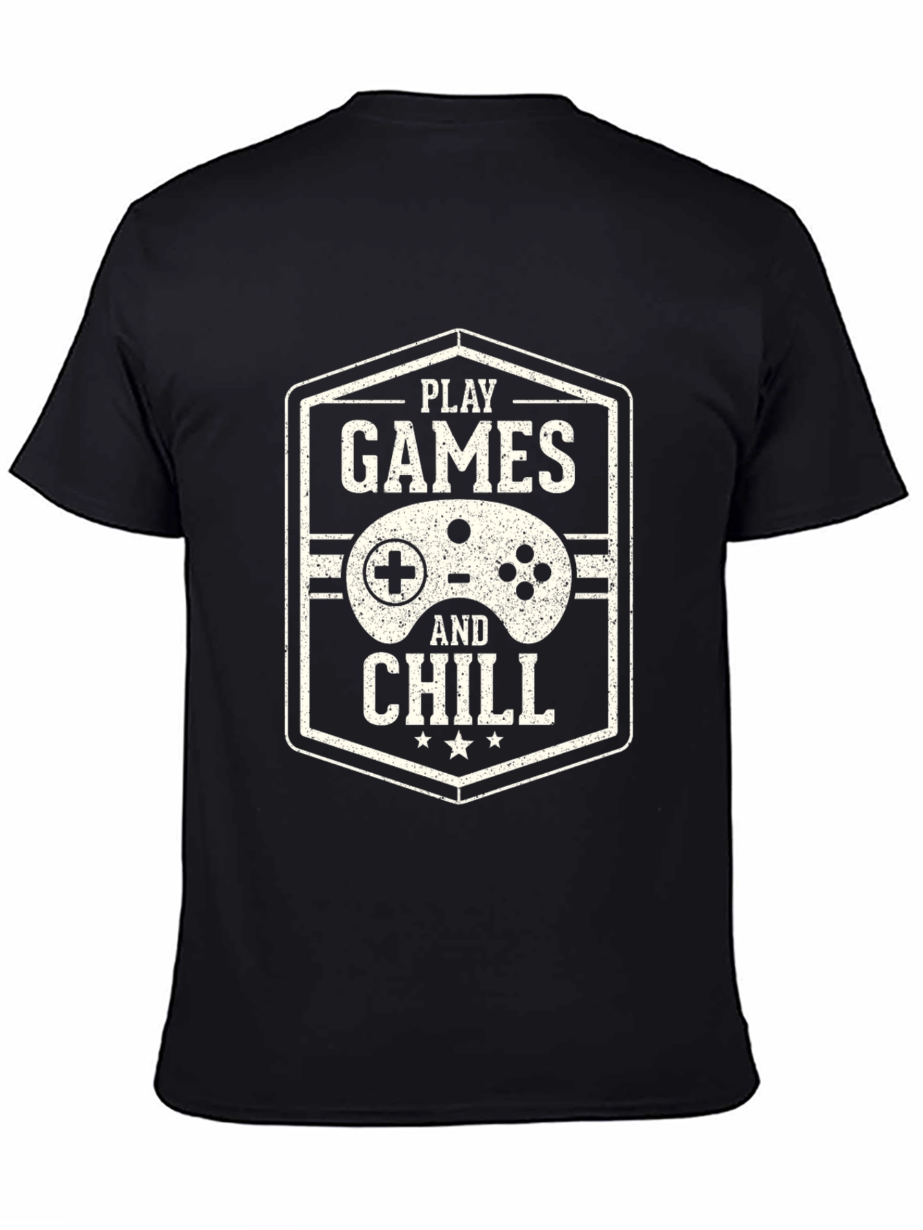 Black Play Games and Chill Black T-Shirt view 4