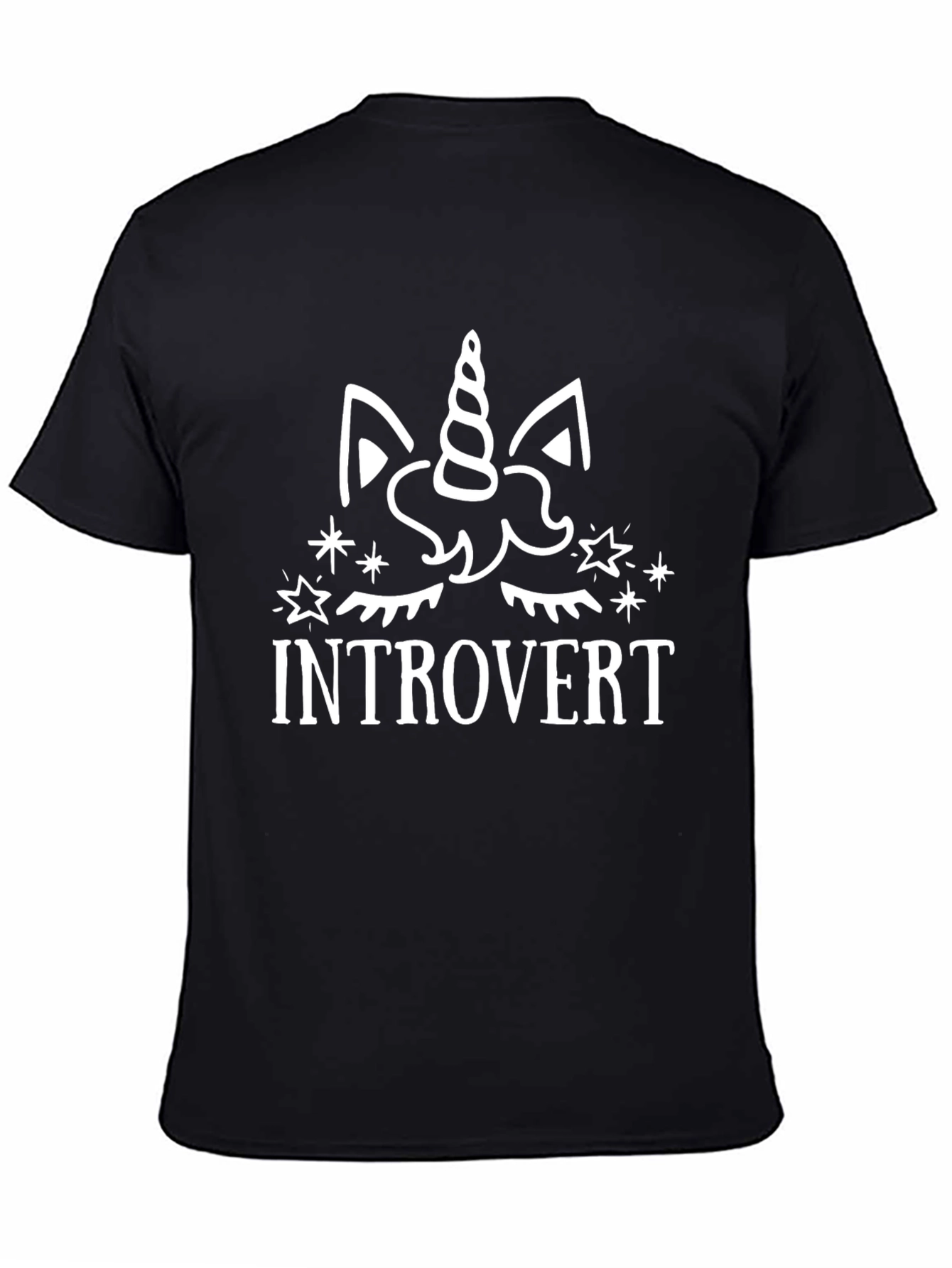 Black Introvert Unicorn Graphic T-Shirt - Soft Cotton Blend view 4