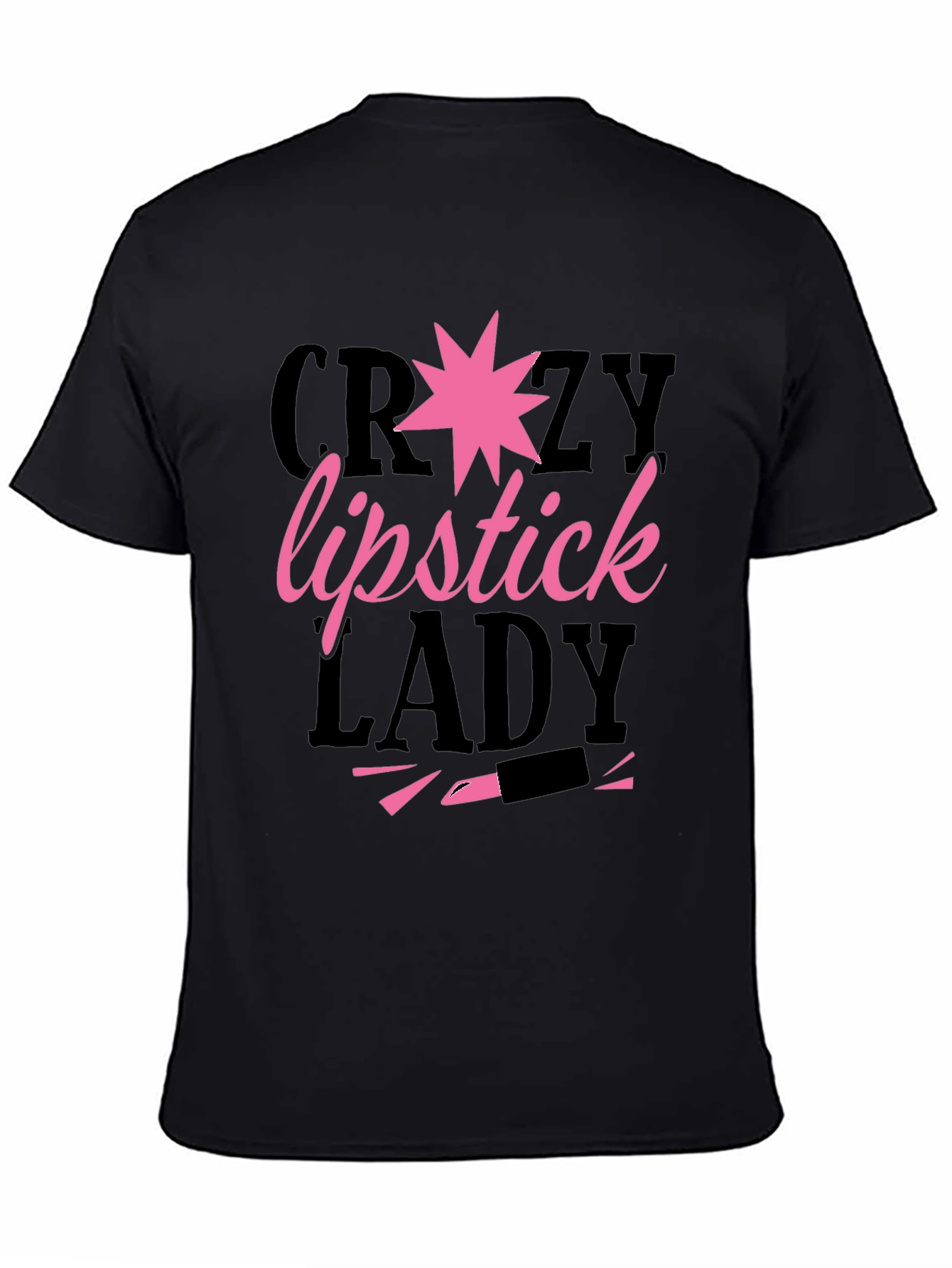 Black Crazy Lipstick Lady Graphic Tee - Black view 4