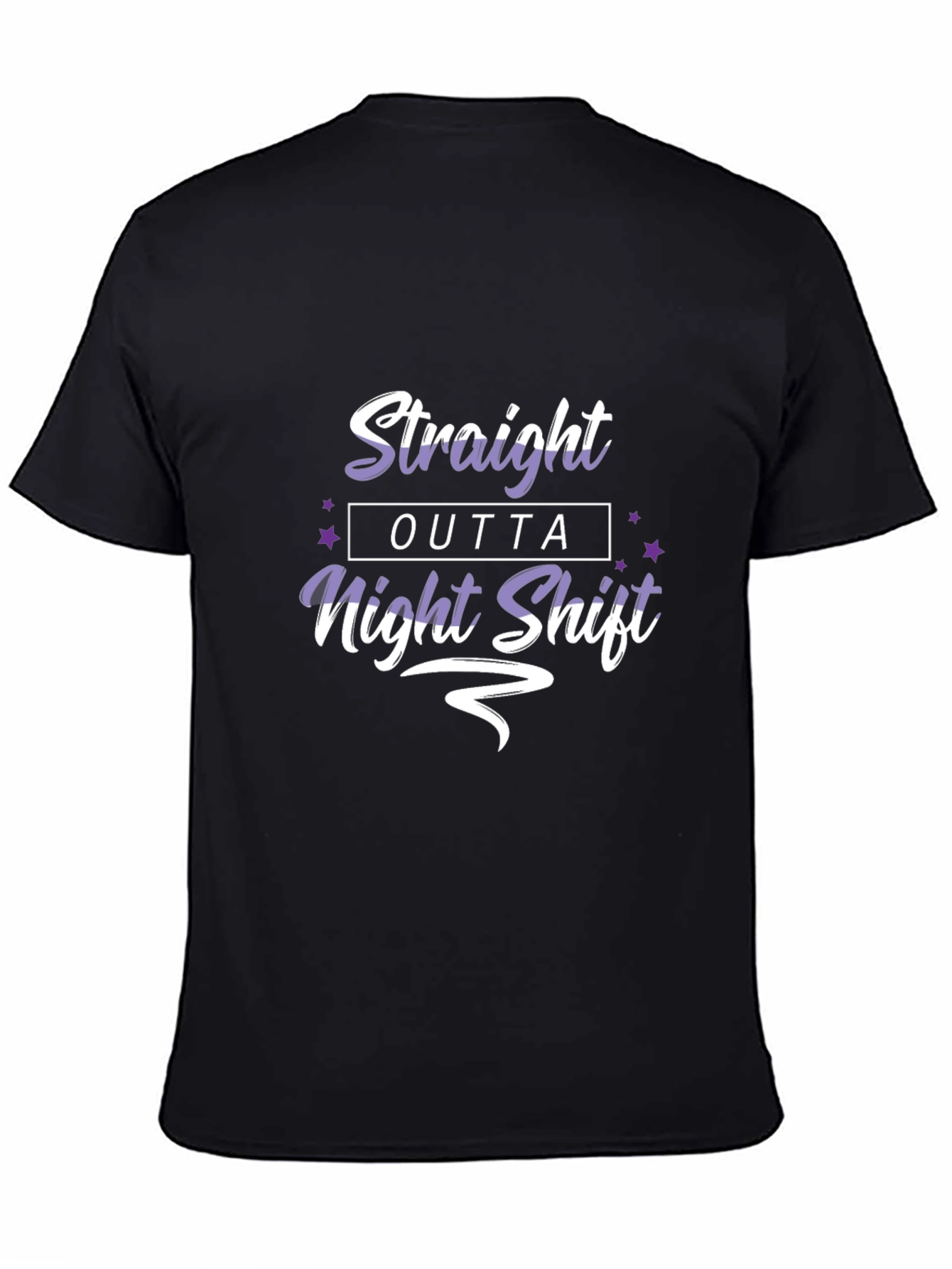 Black Straight Outta Night Shift Black Graphic Tee view 4