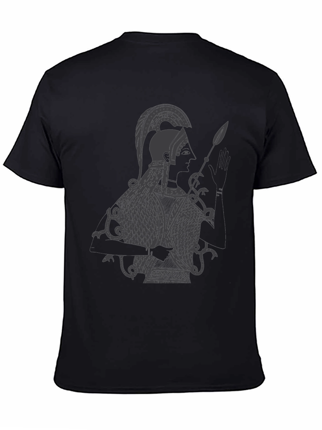 Black Ancient Warrior Graphic Tee - Black Cotton view 4