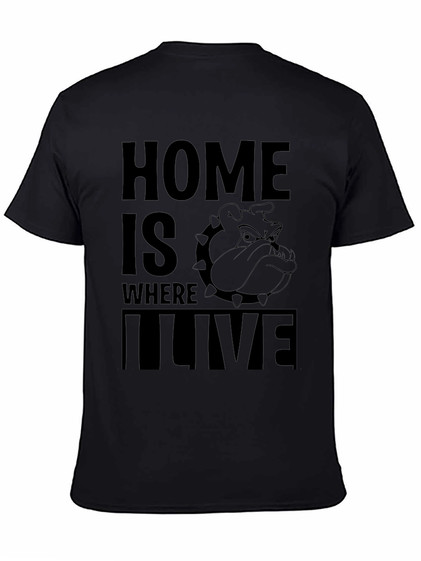 Black Home is Where I Live Bulldog Graphic T-Shirt view 4