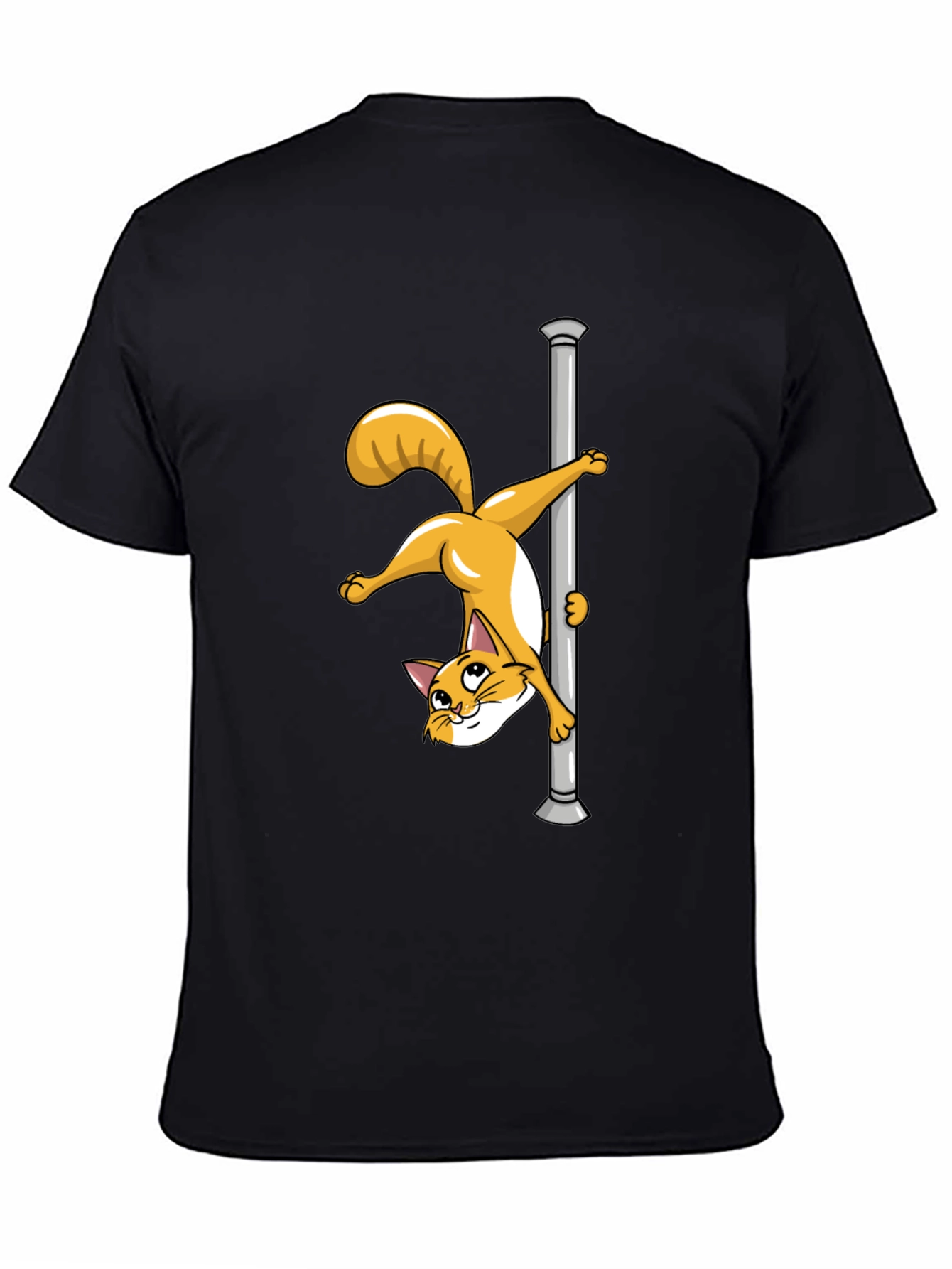 Black Funny Cat Pole Dance Black T-Shirt view 4