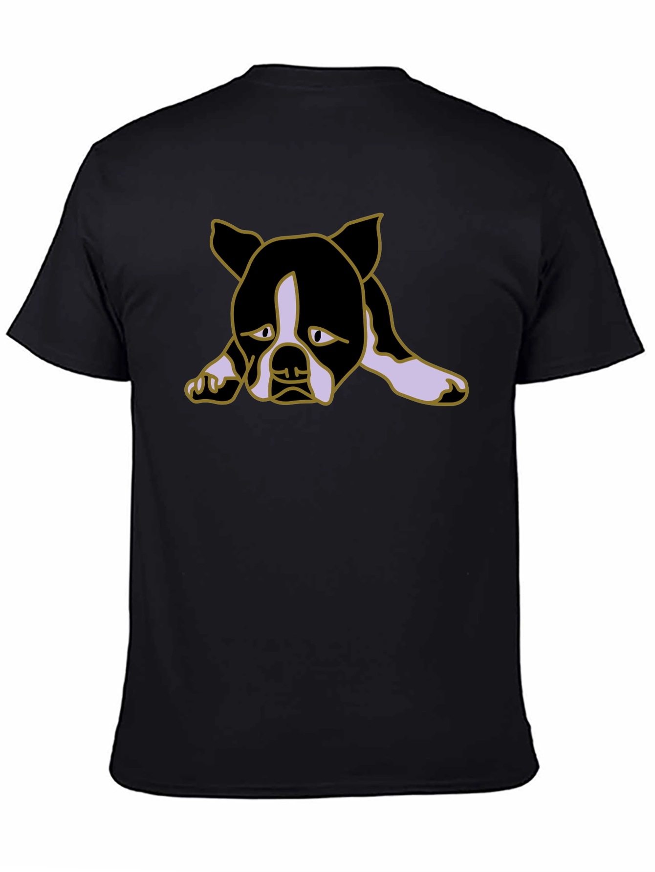 Black Sad Puppy Dog Graphic Black Tee Shirt view 4
