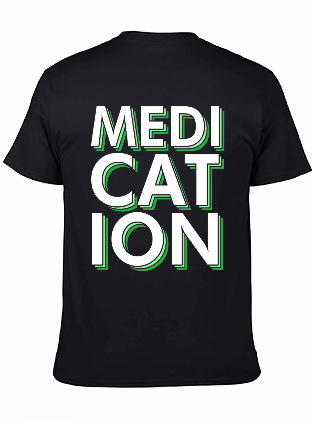 Black Medication Graphic Tee - Black Casual T-Shirt view 4