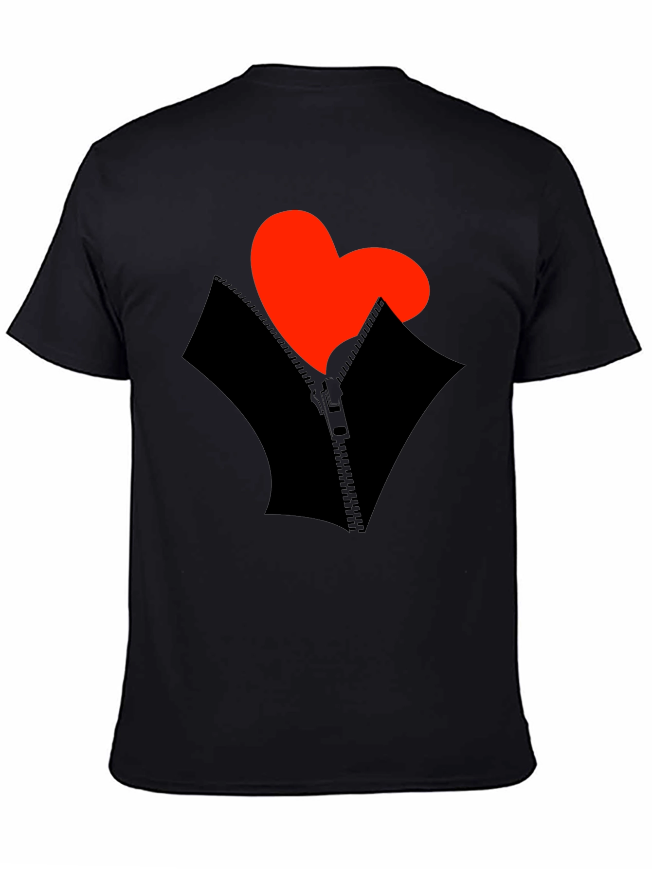 Black Heart Zipper Graphic Black T-Shirt view 4