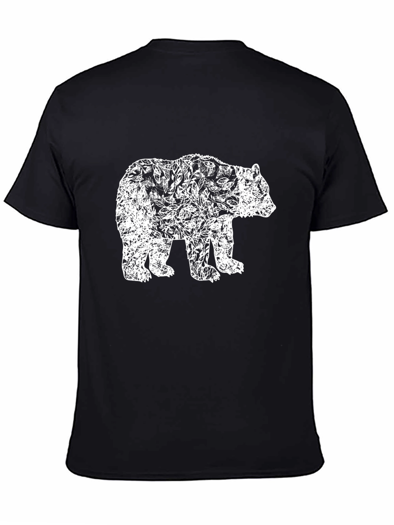 Black Bear Floral Print Black T-Shirt view 4