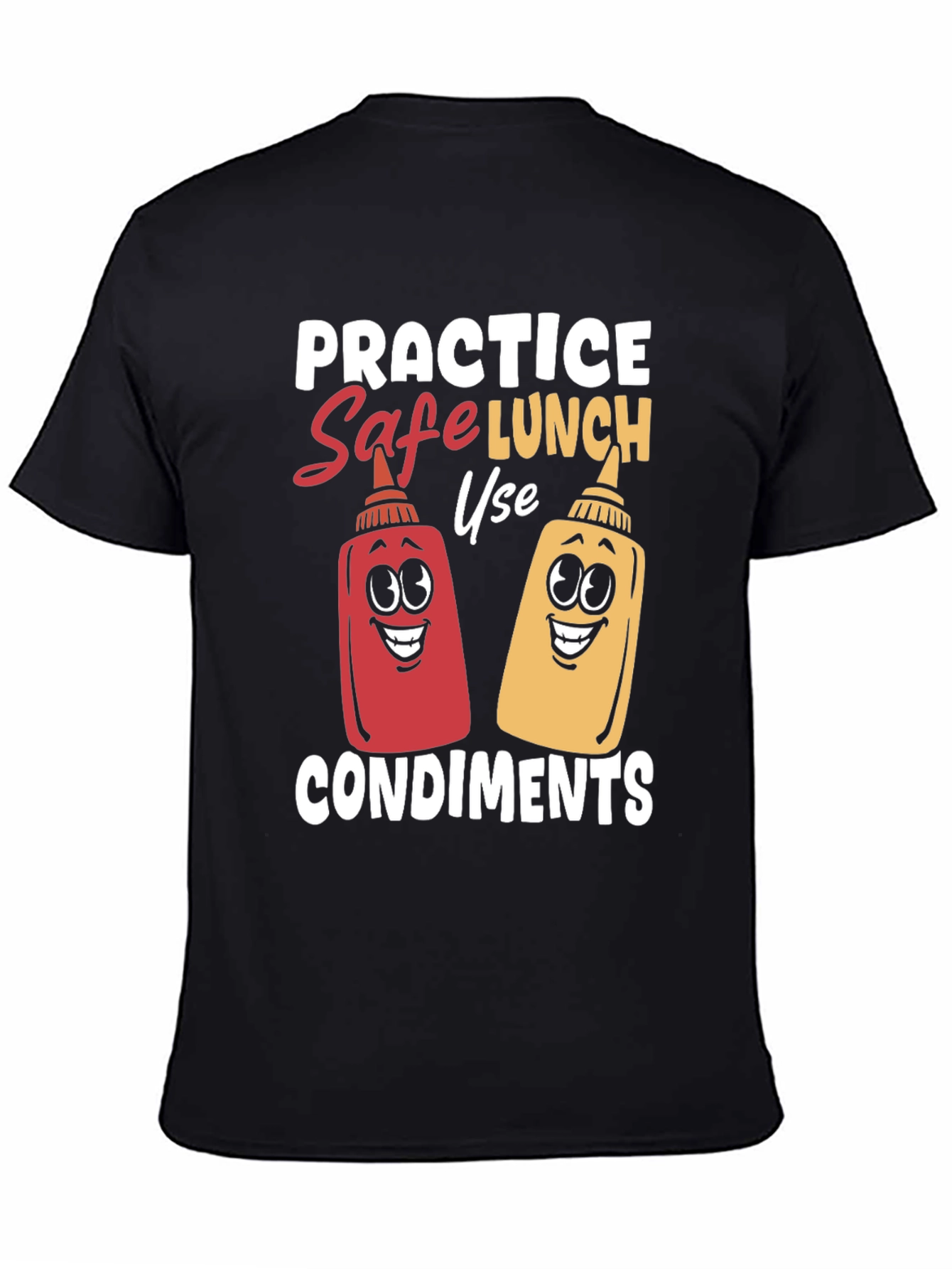 Black Practice Safe Lunch Condiments T-Shirt view 4
