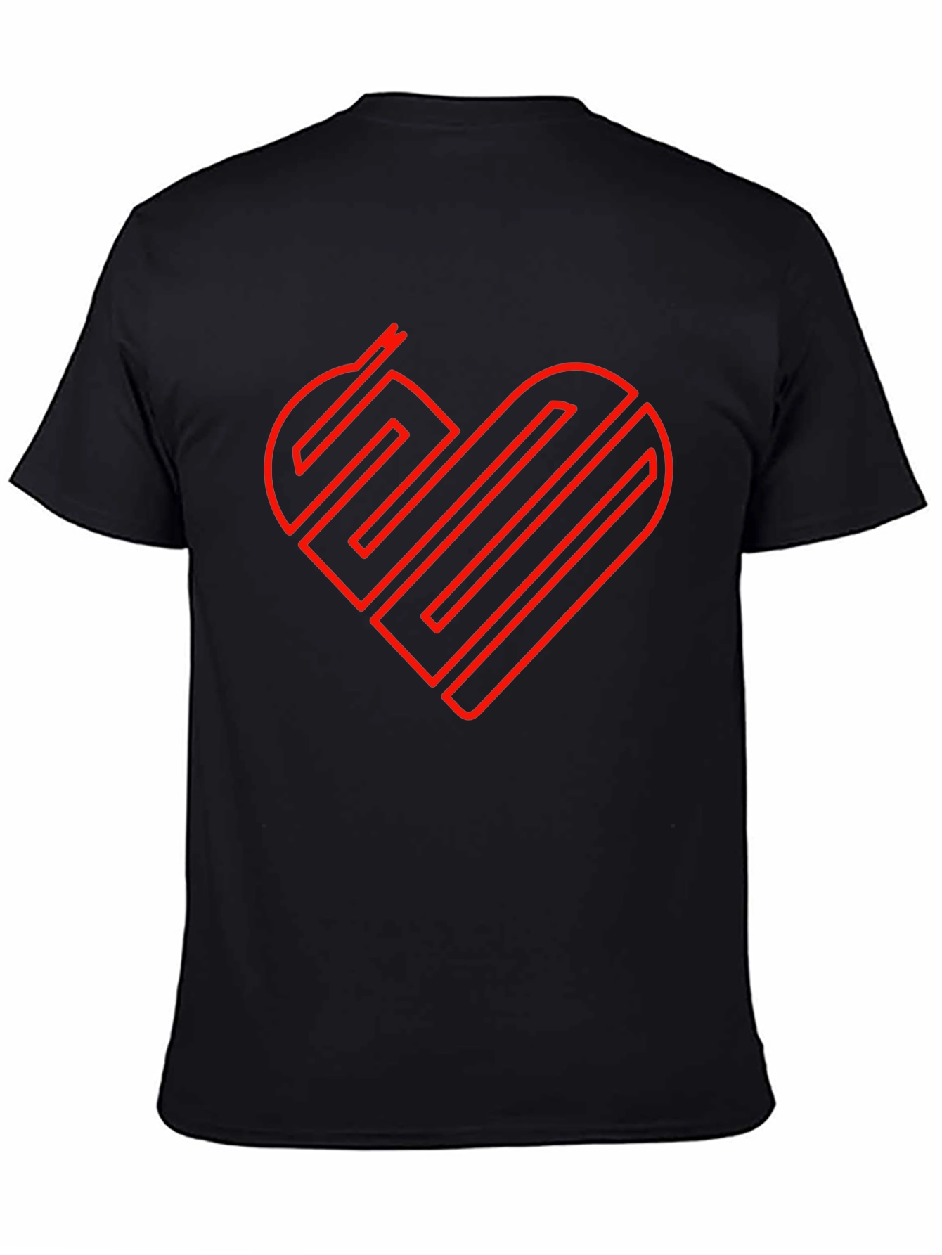 Black Heart Line Art Graphic Tee - Modern Minimalist Design view 4