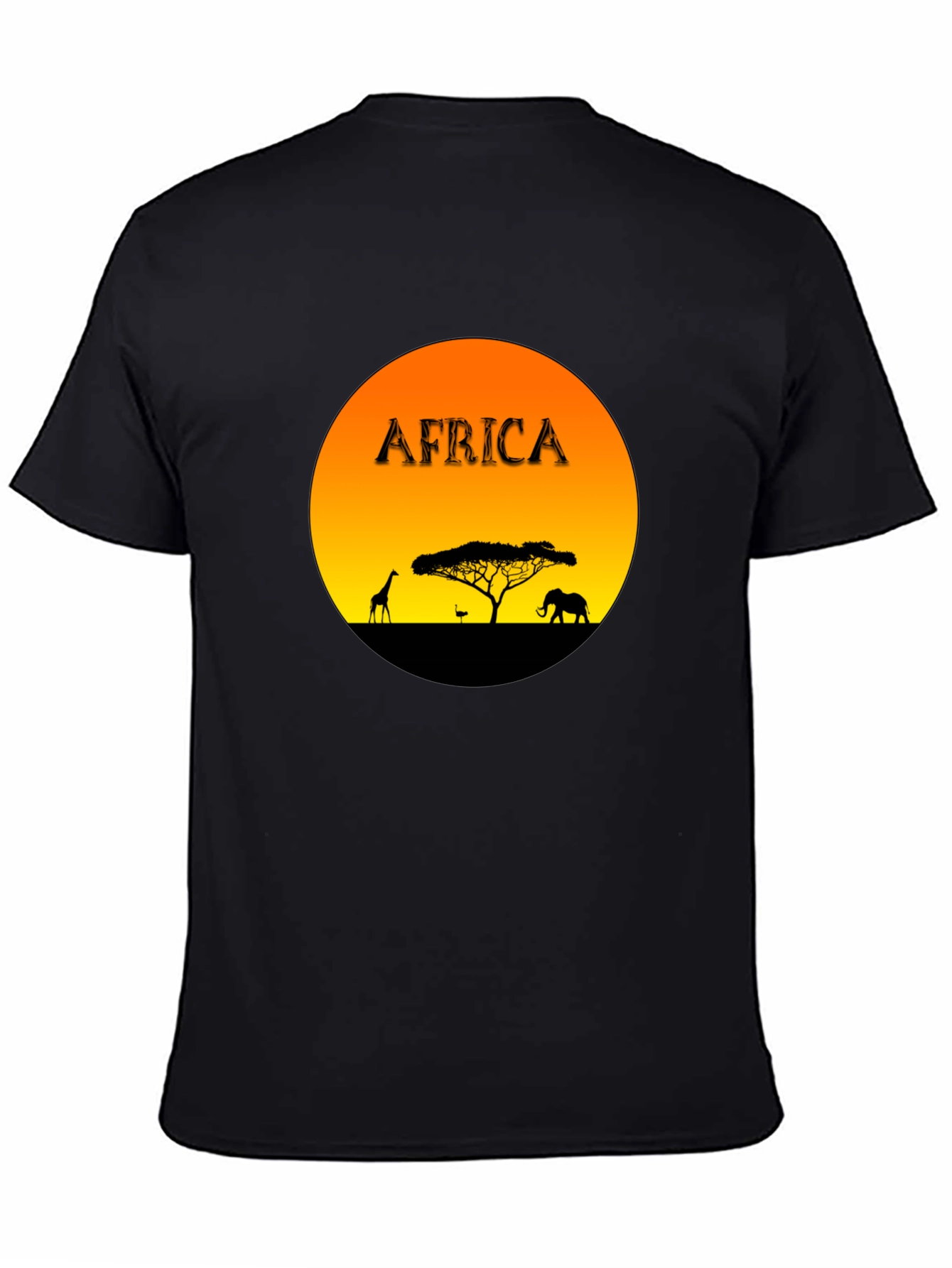 Black Africa Sunset Graphic Tee - Black Cotton Blend T-Shirt view 4